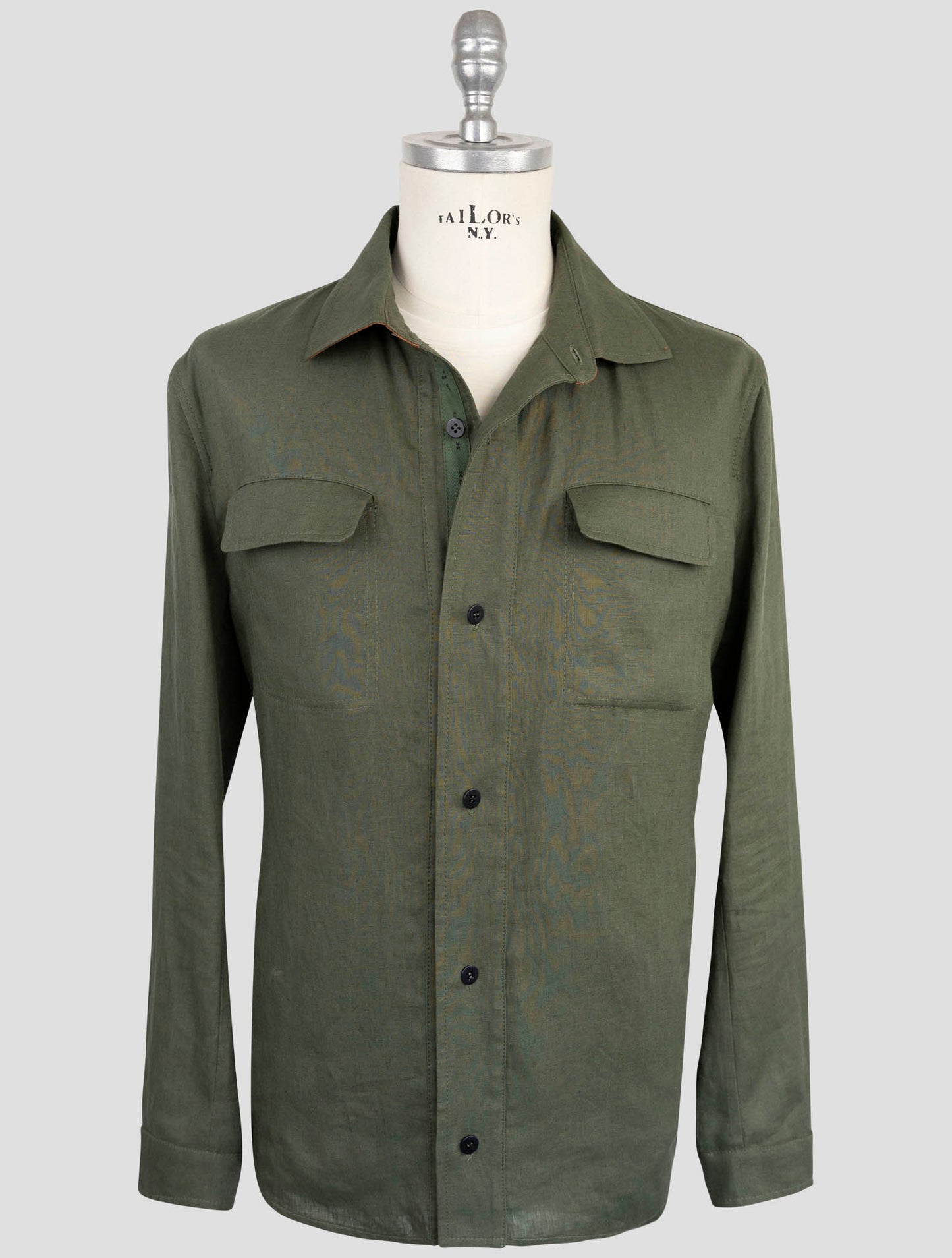 Kiton Green Linen Coat
