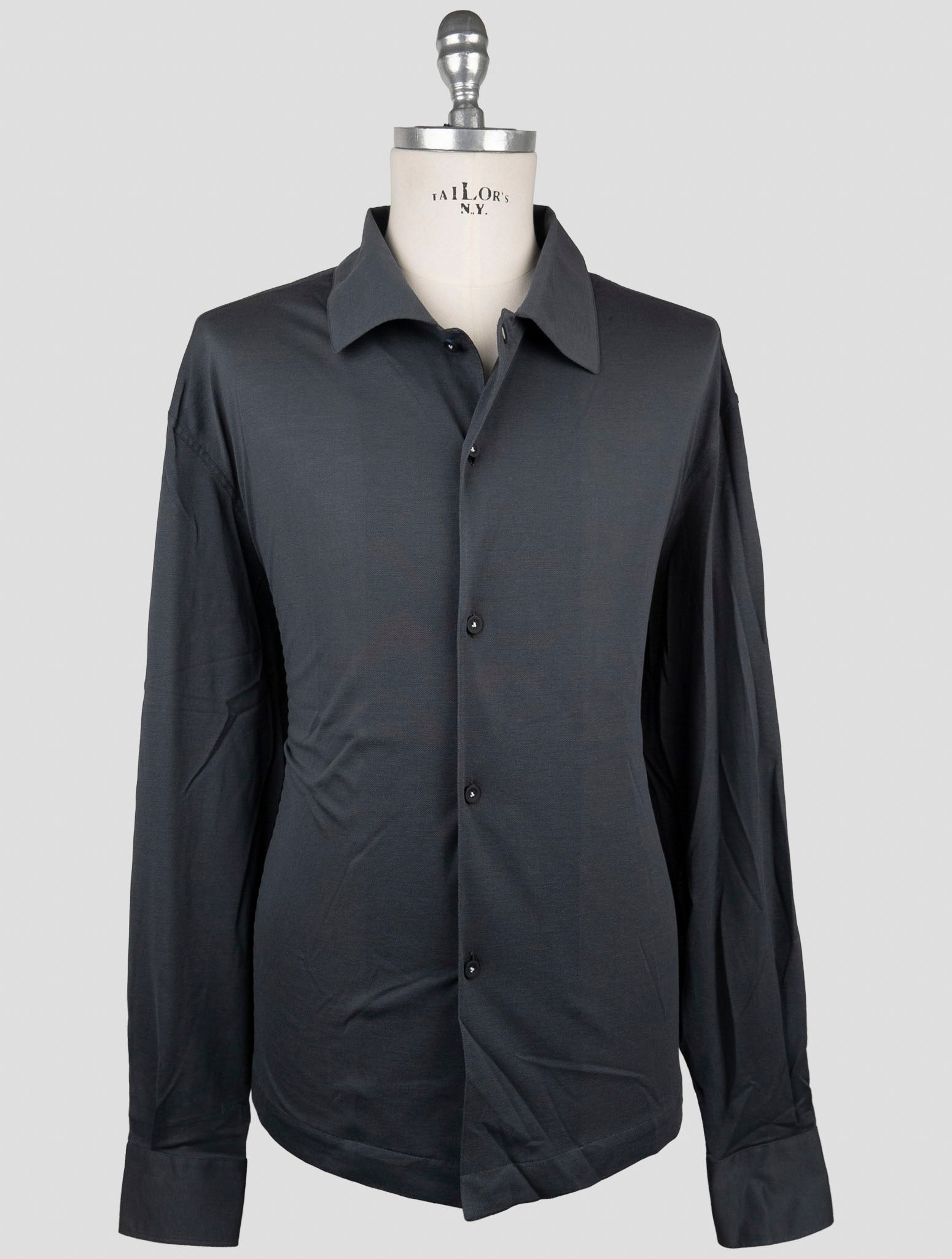 Kiton Knt Blue Cotton Shirt