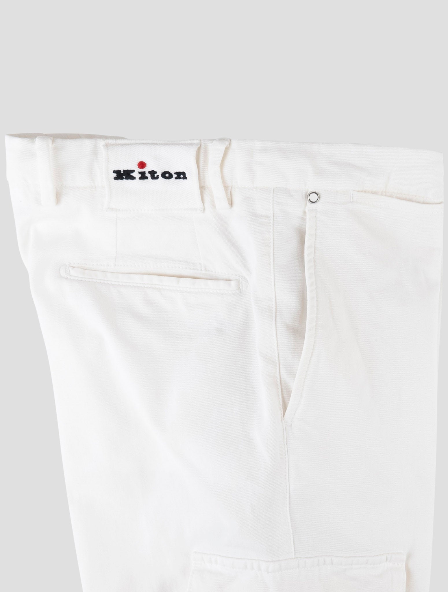Kiton White Cotton Silk Ea Cargo Pants