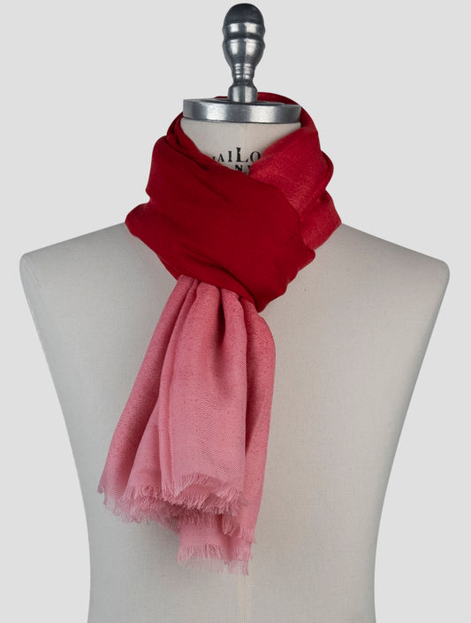 Kiton Red Wool Cashmere Silk Scarf