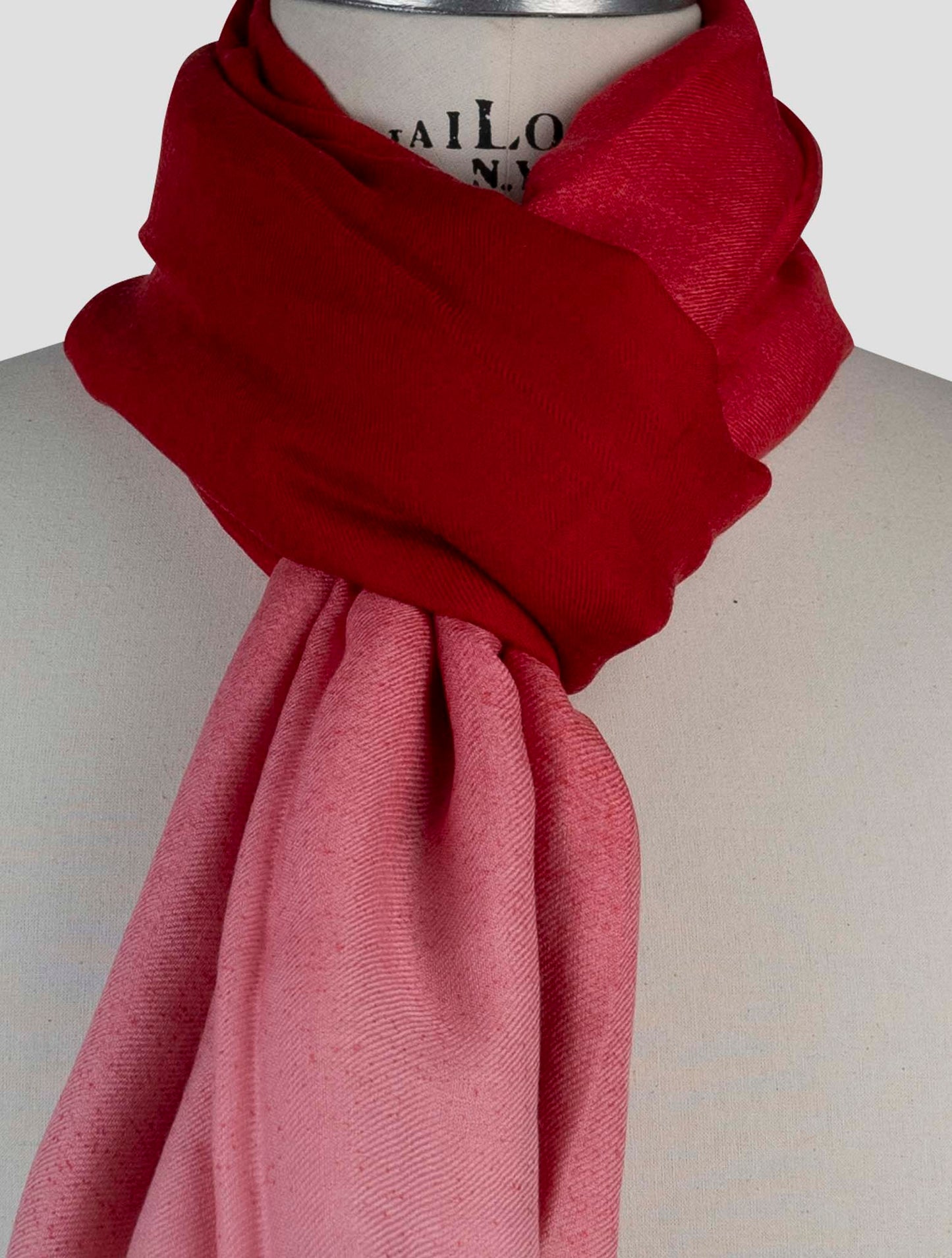 Kiton Red Wool Cashmere Silk Scarf
