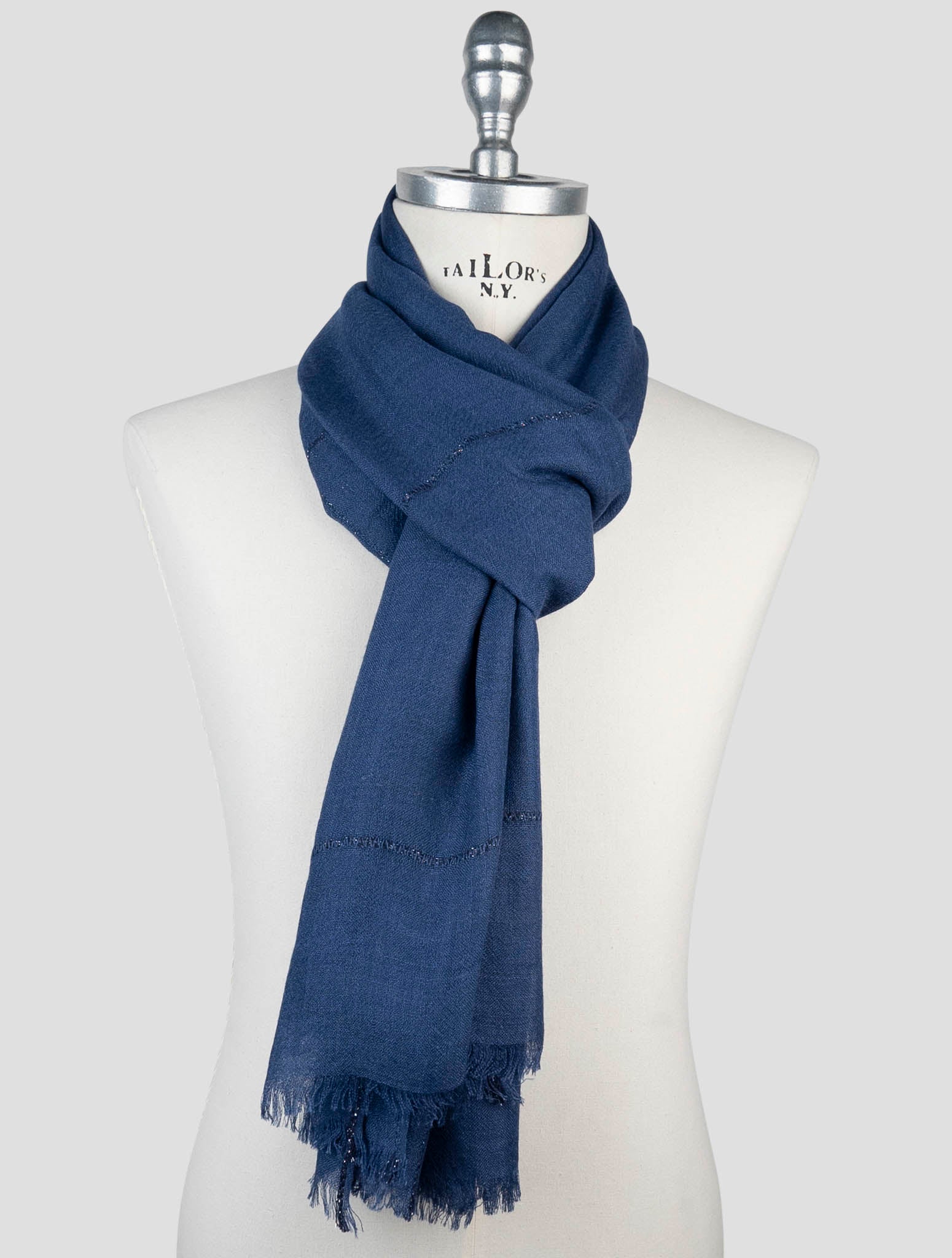 Kiton Blue Cashmere Silk Scarf