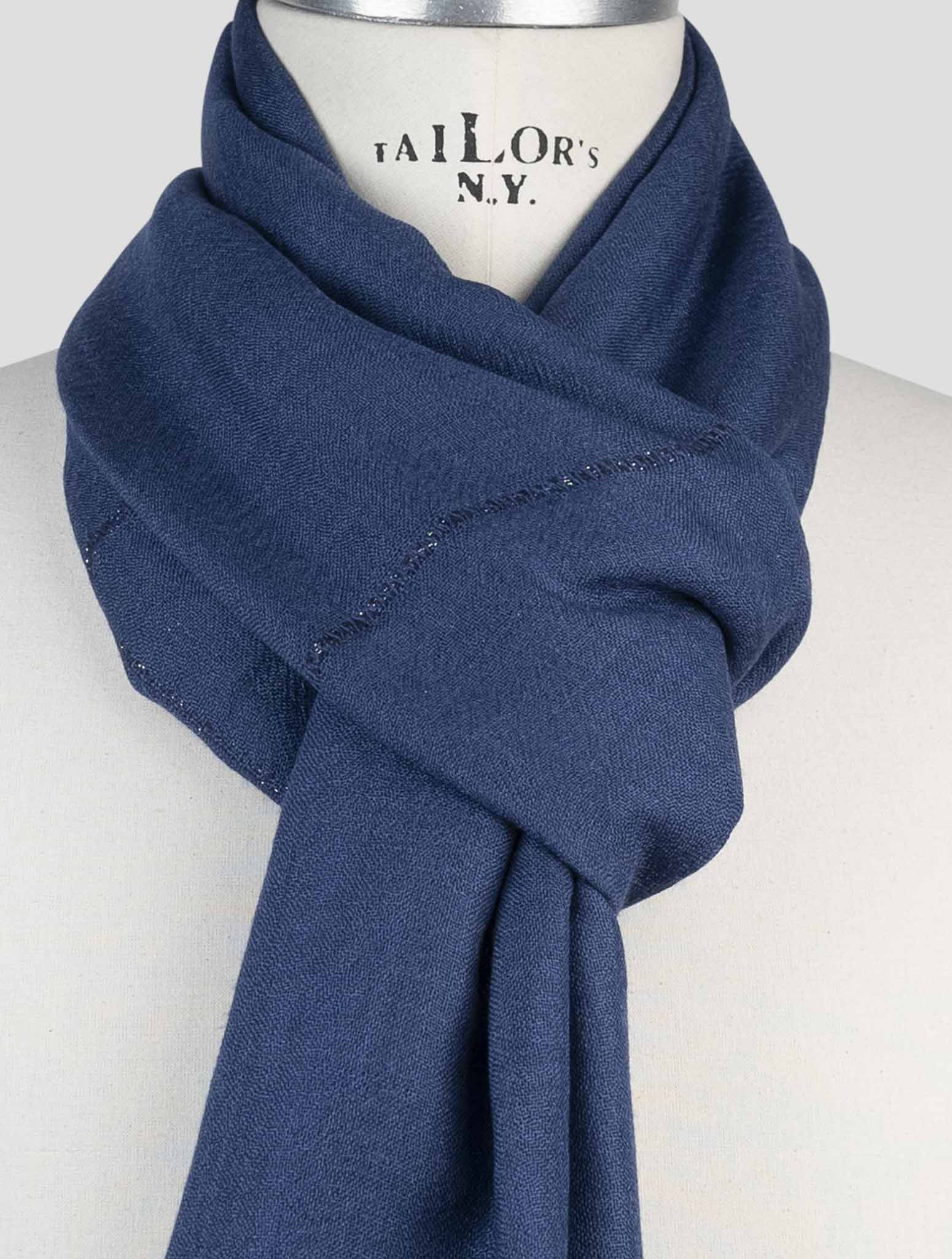 Kiton Blue Cashmere Silk Scarf