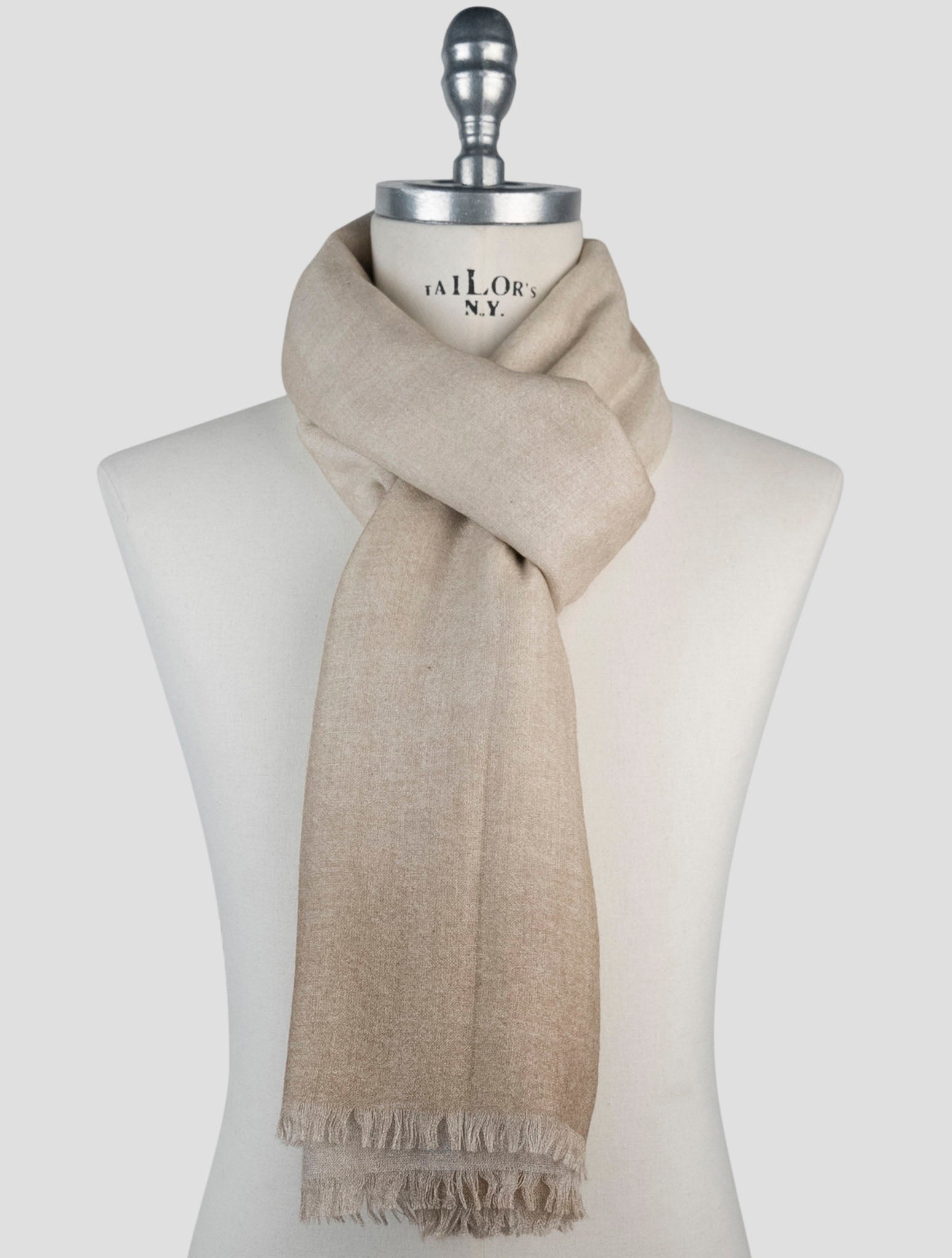 Kiton Beige Cashmere Silk Scarf