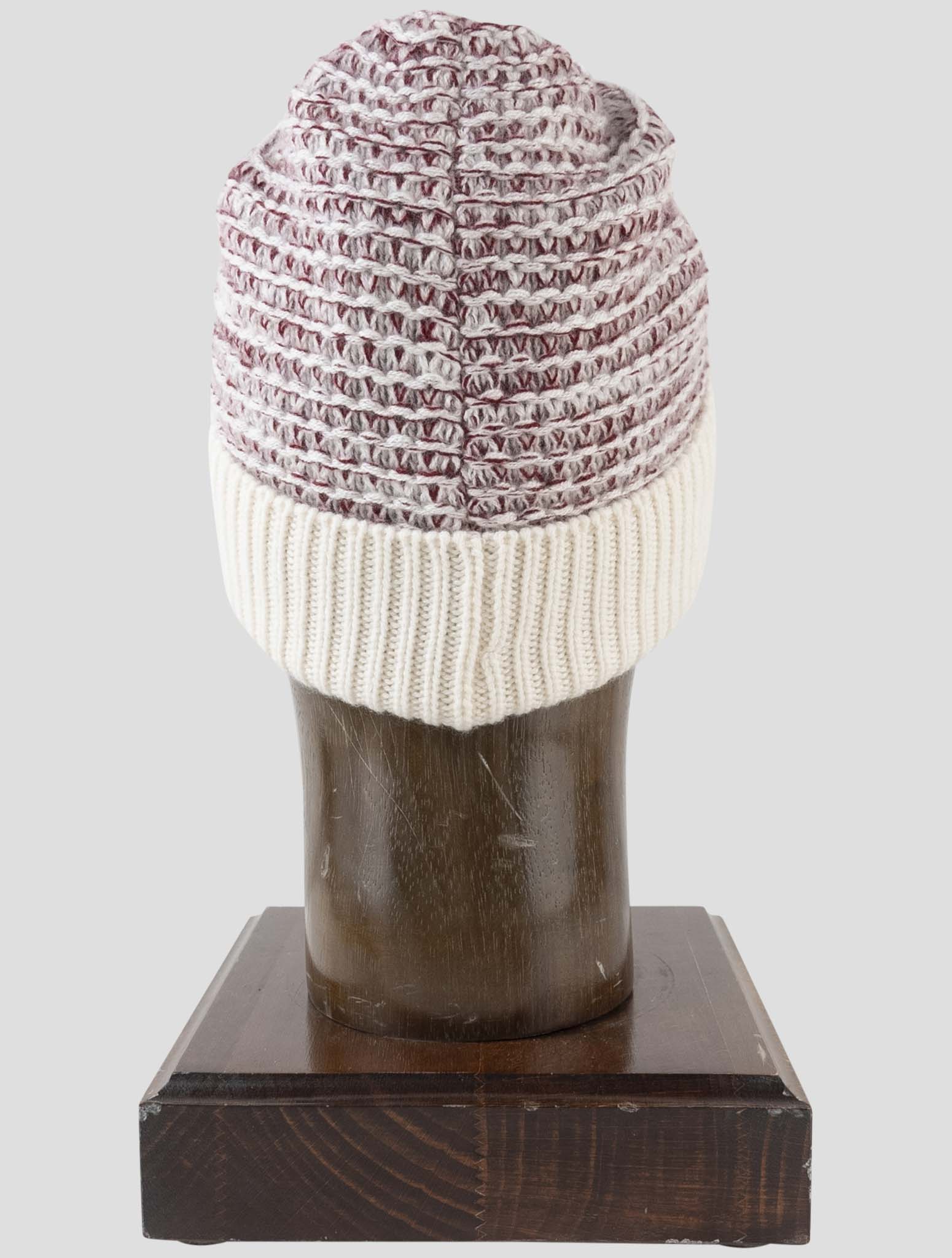 Kiton Red White Cashmere Beanie Hat