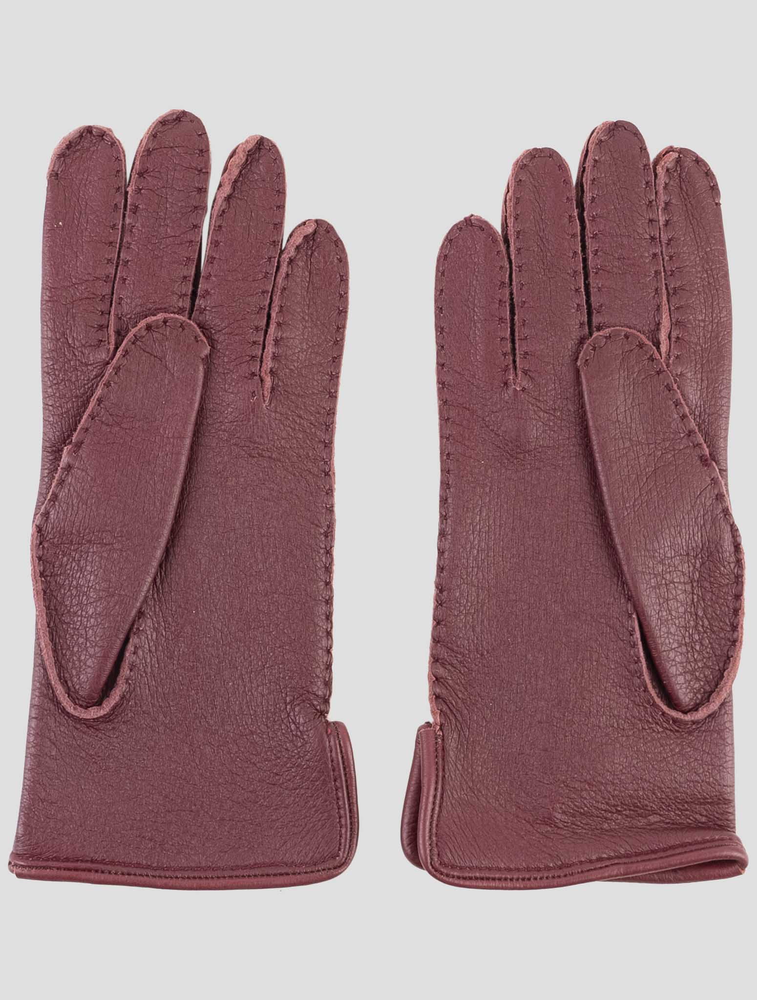 Kiton Burgundy Leather Gloves