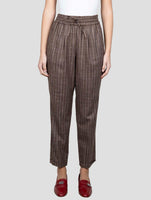 Kiton Brown Cashmere Virgin Wool Silk Linen Pants