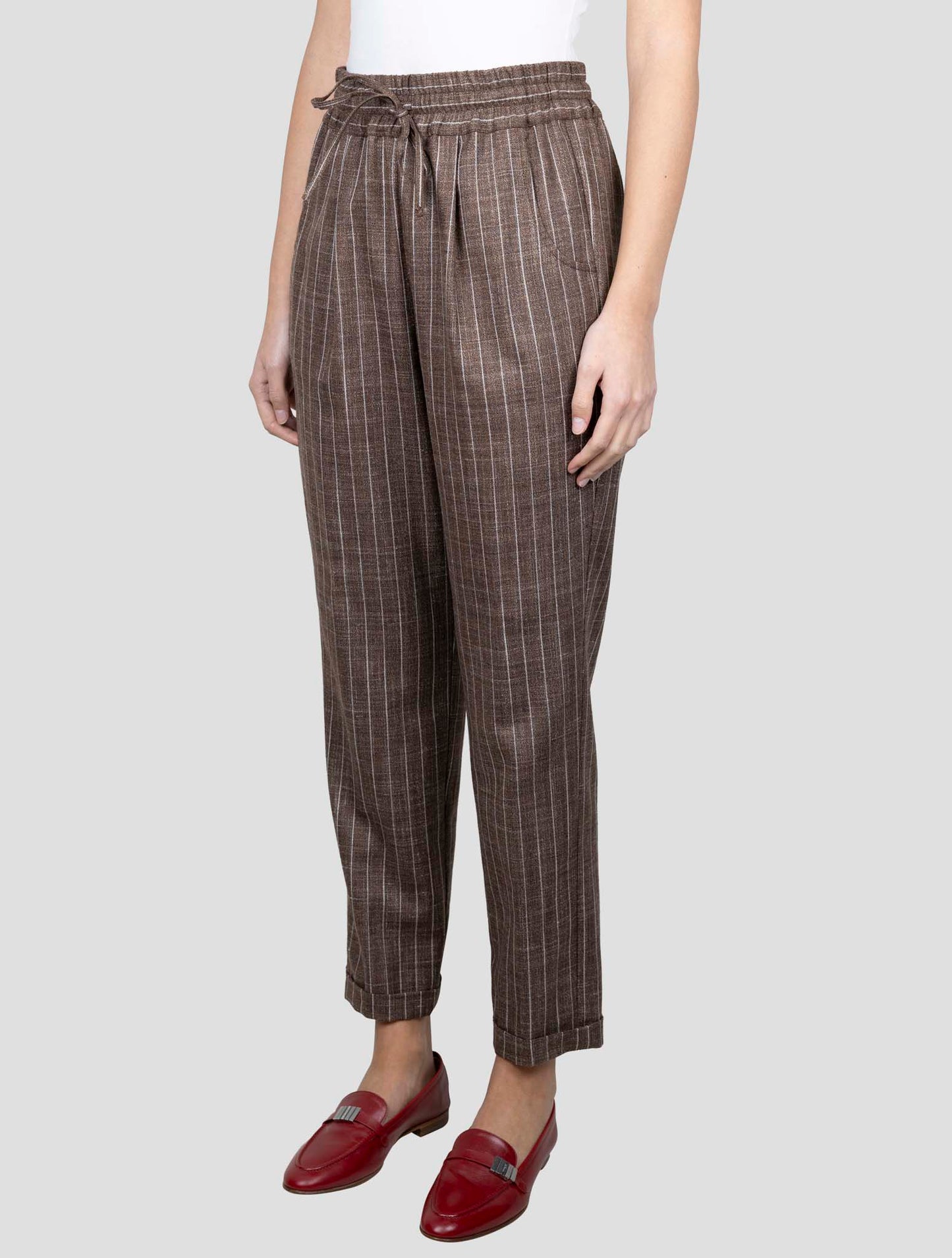 Kiton Brown Cashmere Virgin Wool Silk Linen Pants