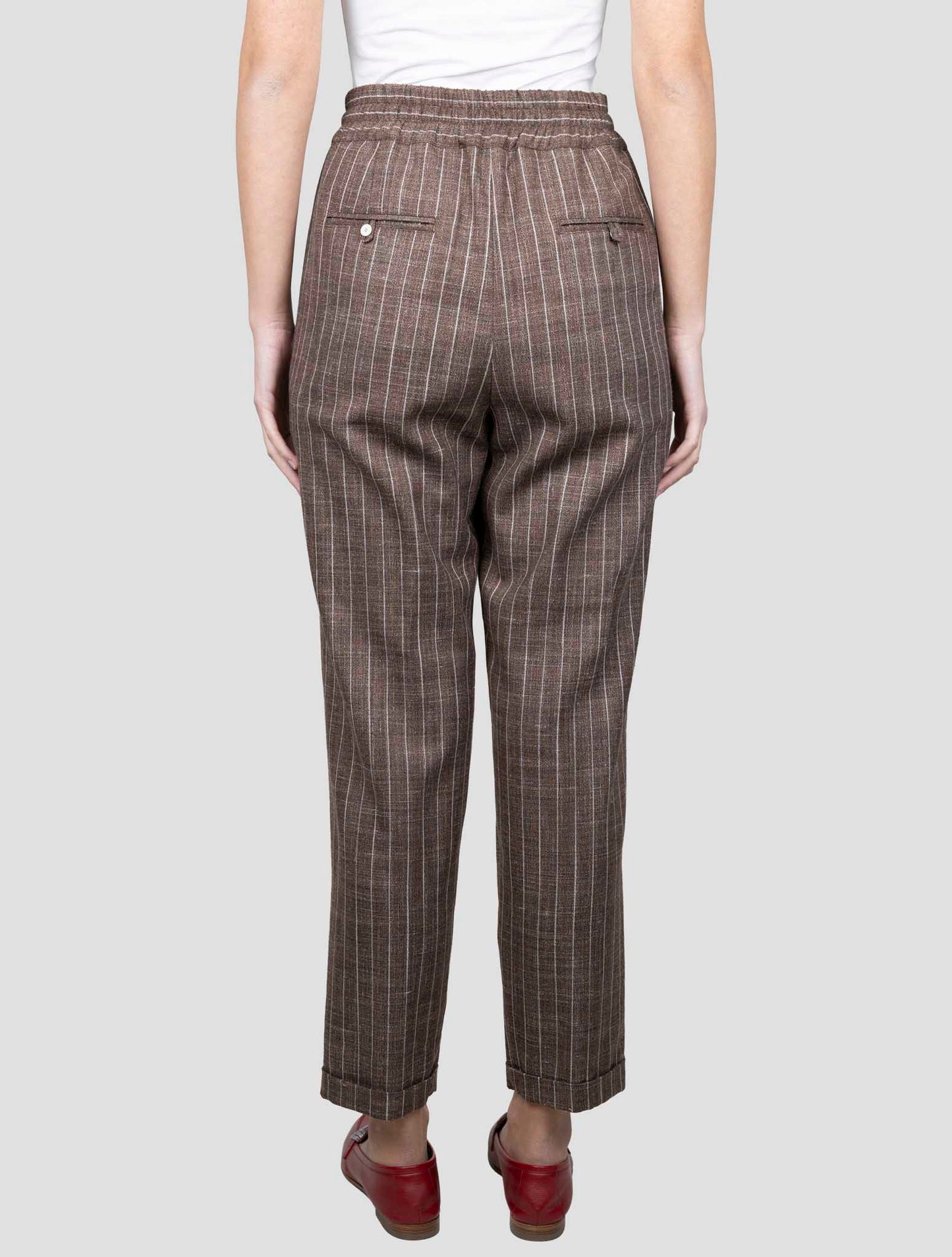 Kiton Brown Cashmere Virgin Wool Silk Linen Pants