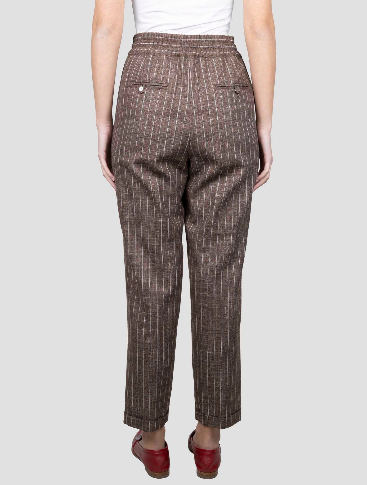 Kiton Brown Cashmere Virgin Wool Silk Linen Pants
