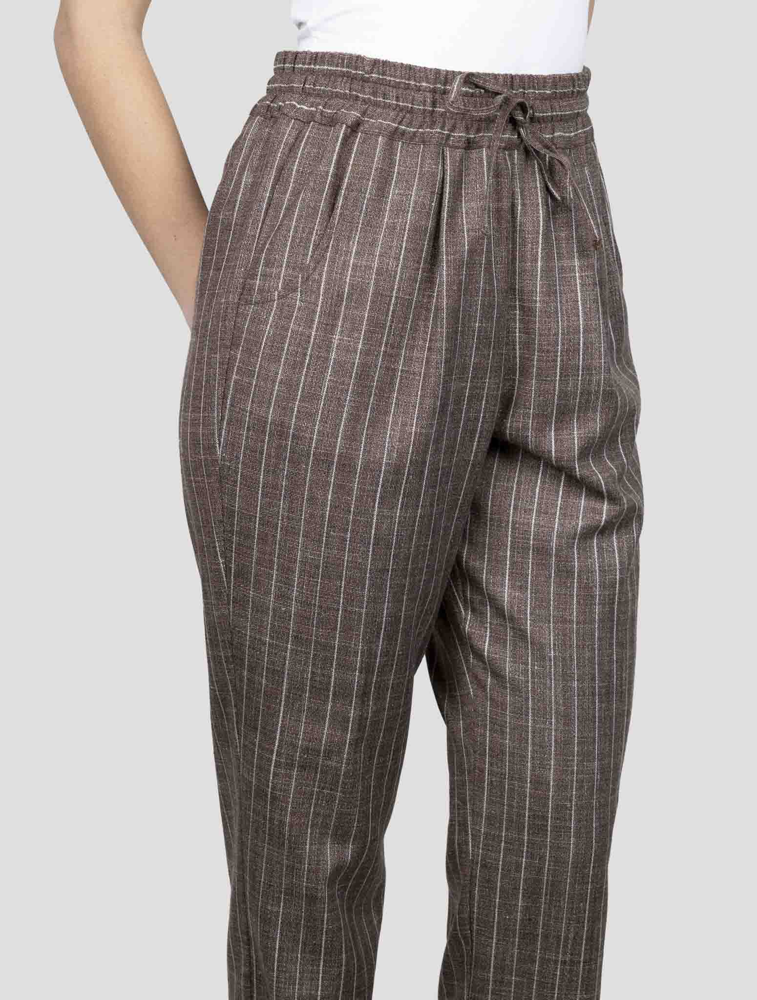 Kiton Brown Cashmere Virgin Wool Silk Linen Pants