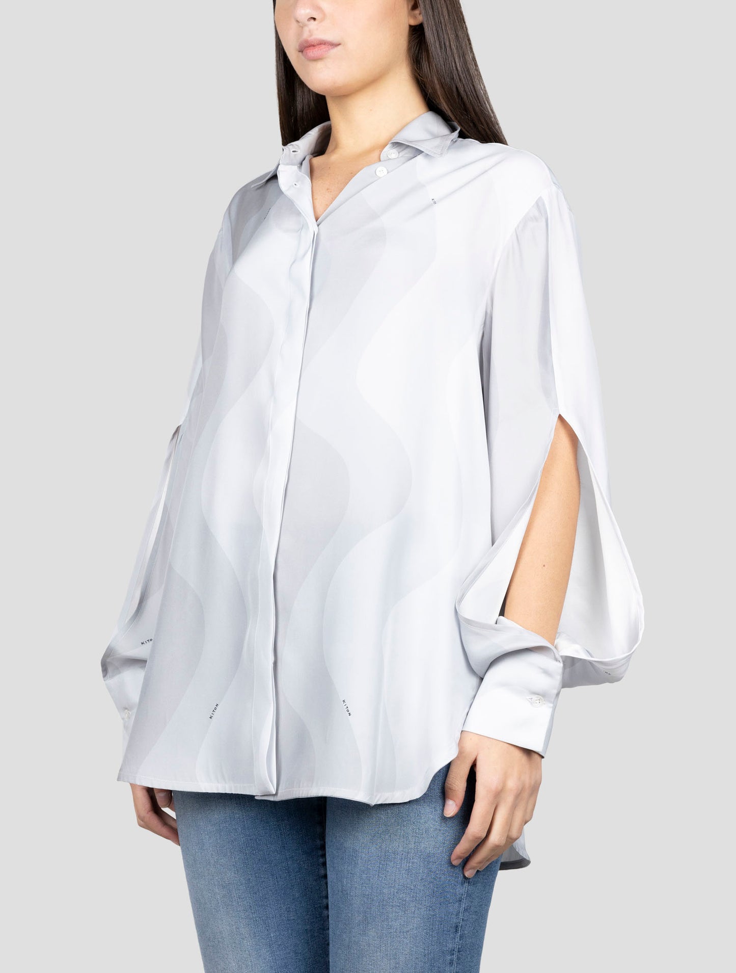 Kiton Gray Silk Shirt