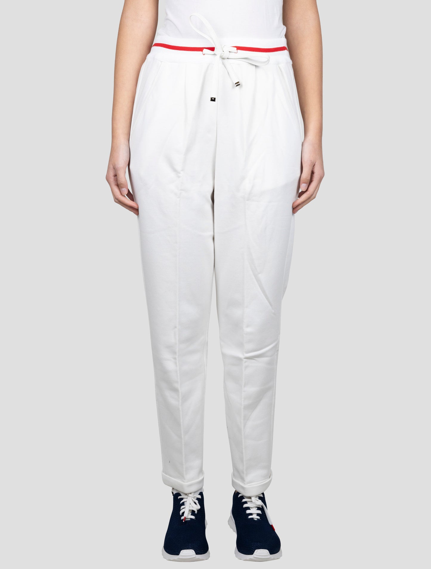 Kiton White Cotton Cashmere Pants