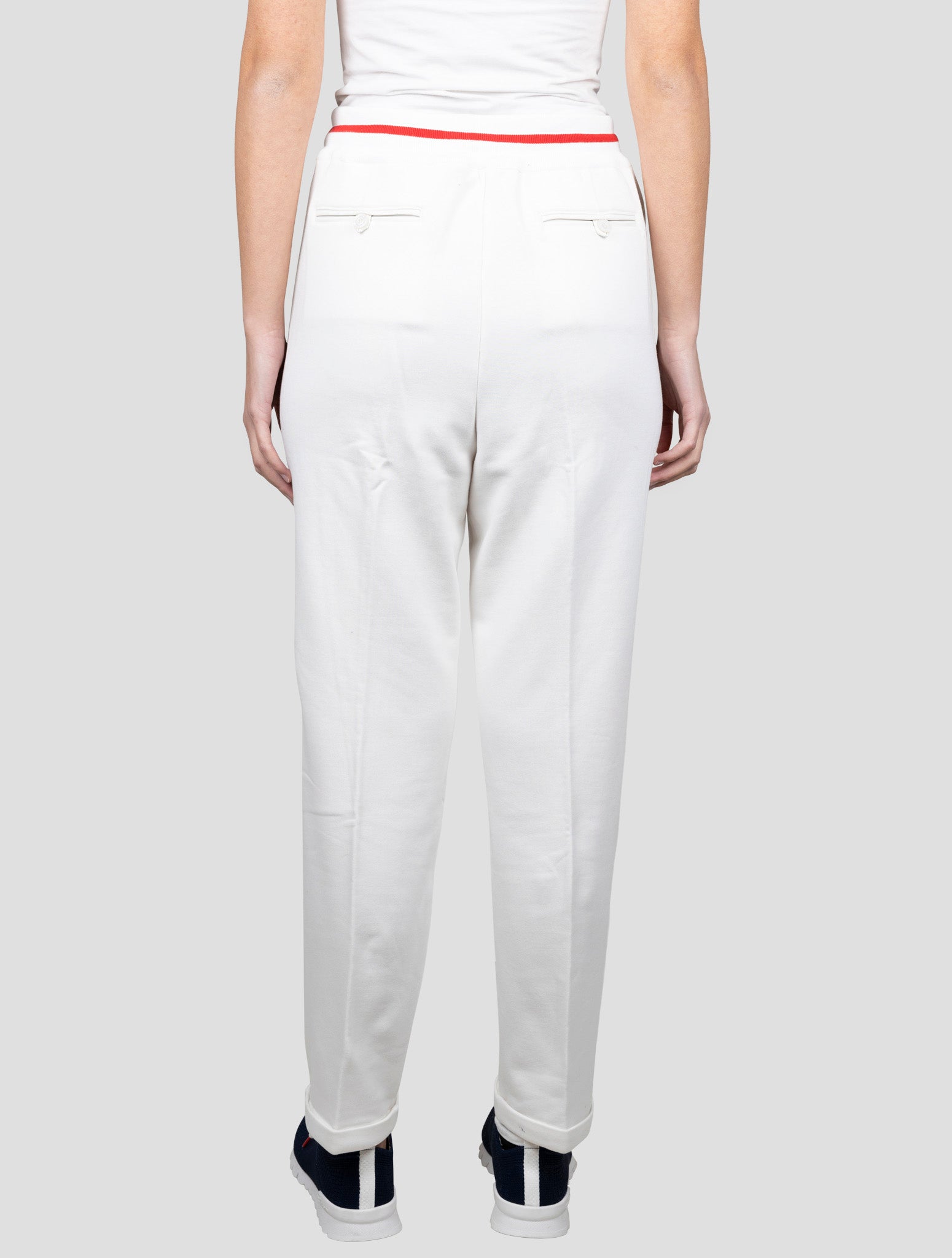 Kiton White Cotton Cashmere Pants