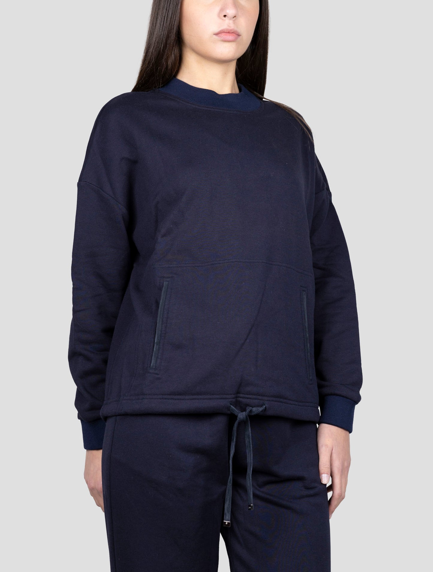 Kiton Blue Cotton Cashmere Sweater Crewneck