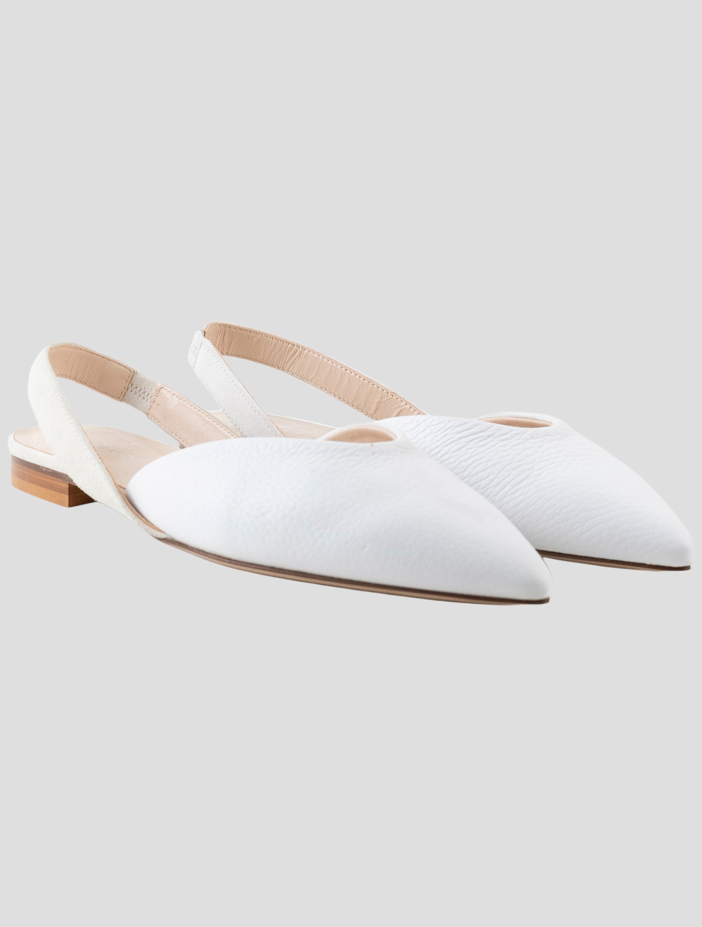 Kiton White Leather Slingback