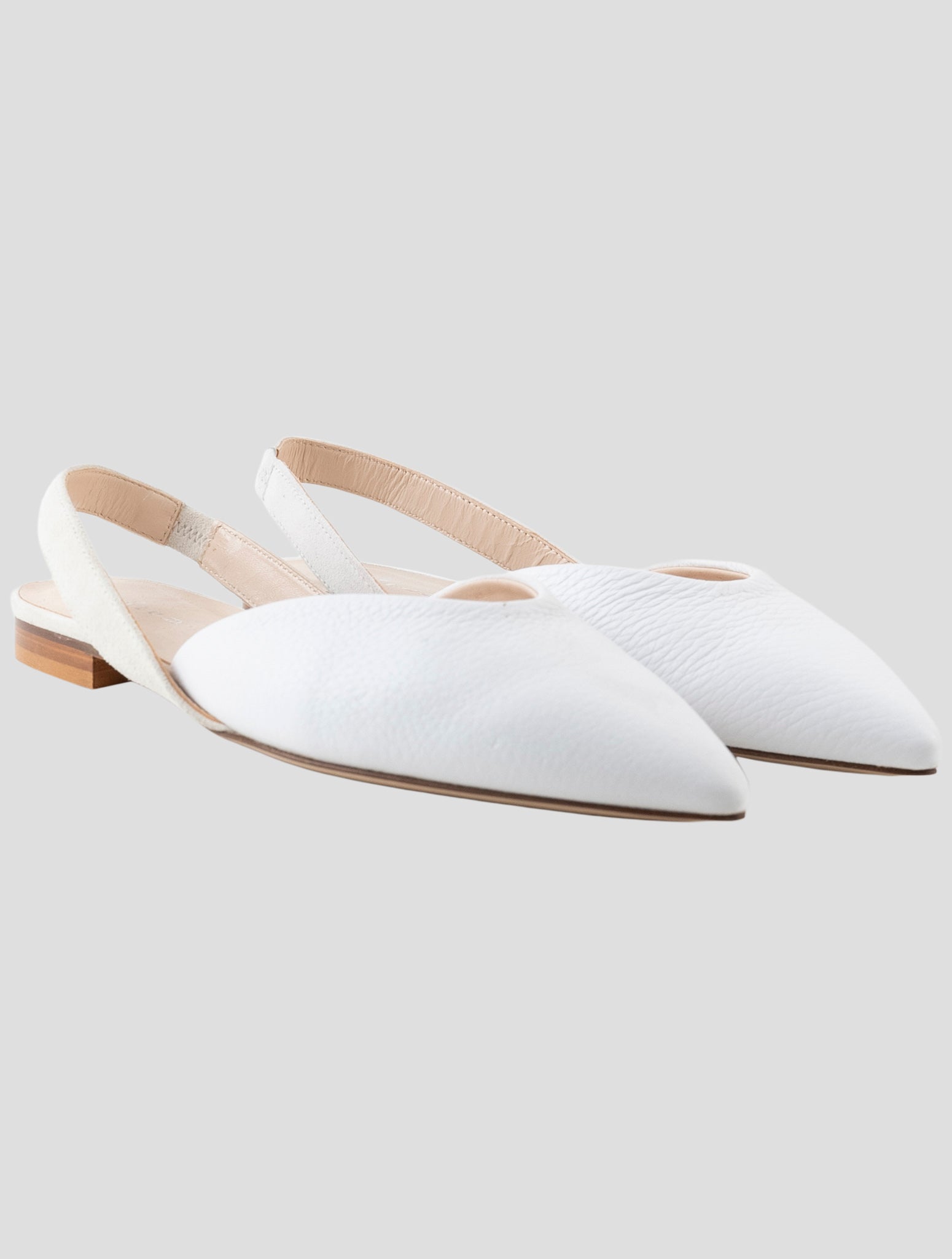 Kiton White Leather Slingback