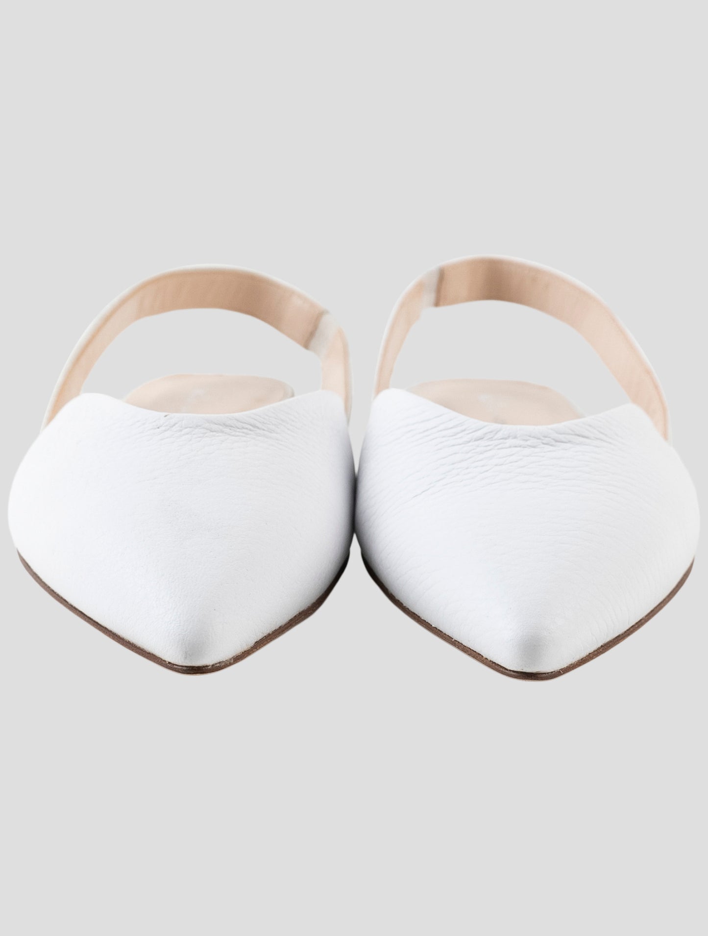 Kiton White Leather Slingback