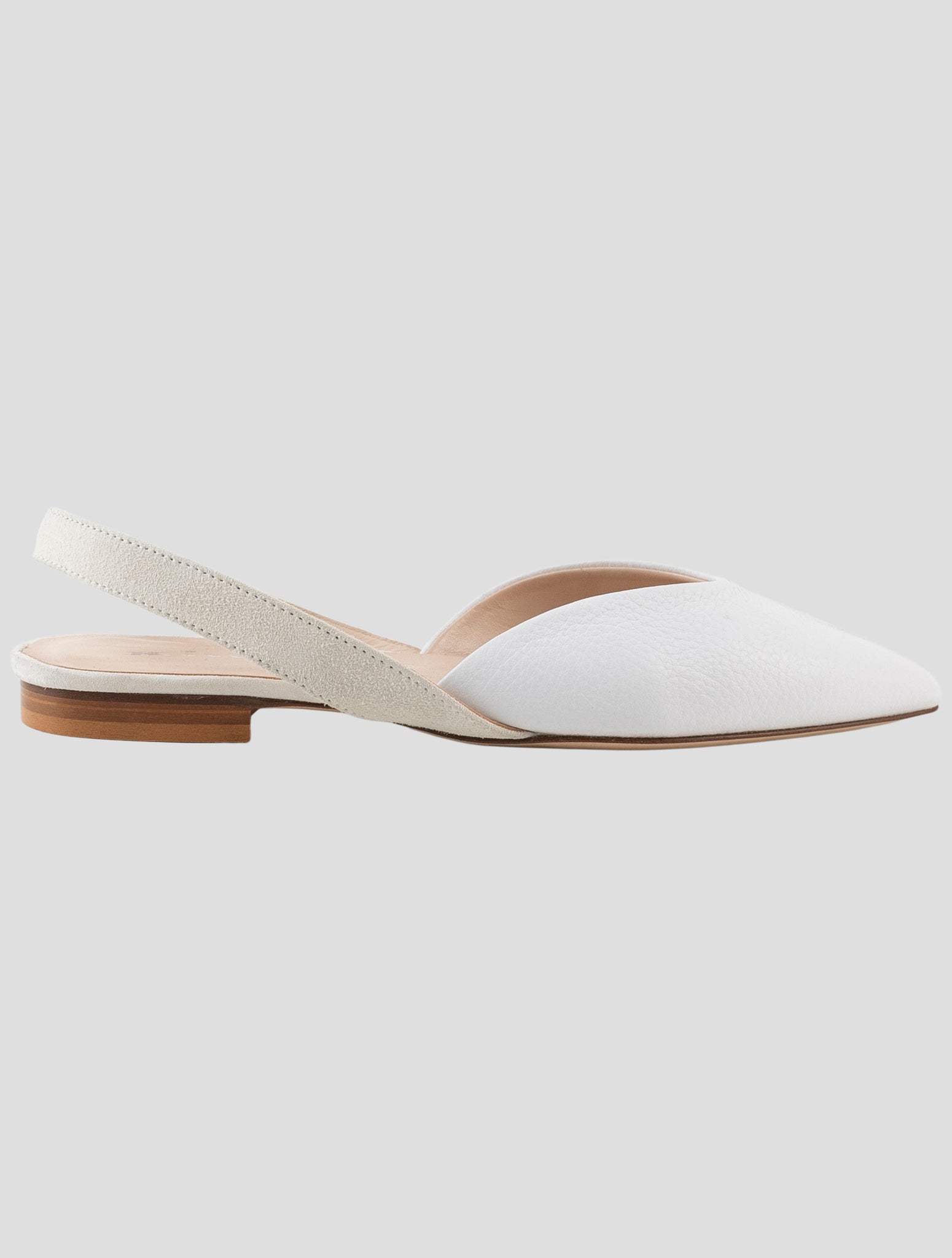Kiton White Leather Slingback