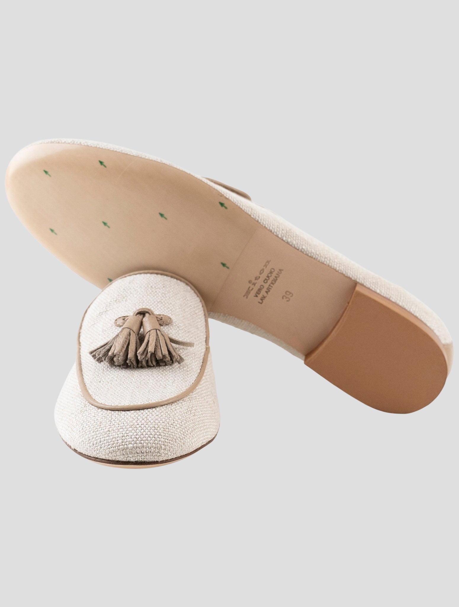 Kiton Beige Canvas Loafers