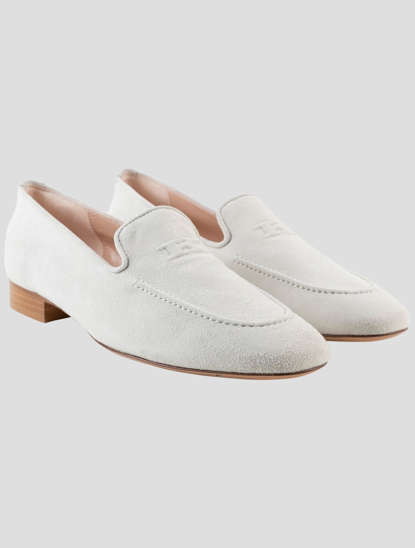 Kiton Beige Leather Suede  Loafers