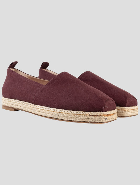 Kiton Burgundy Linen Espadrillas