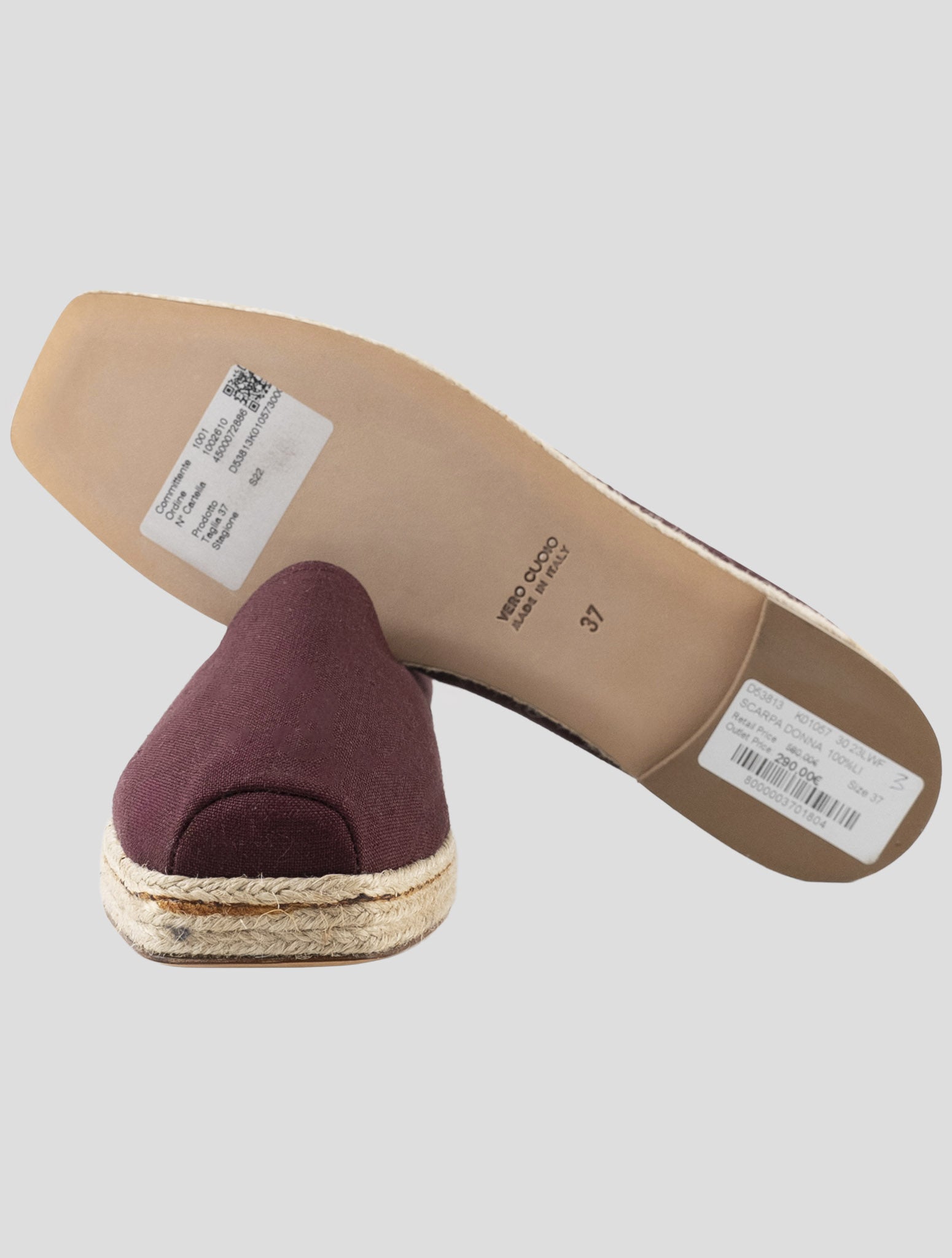 Kiton Burgundy Linen Espadrillas
