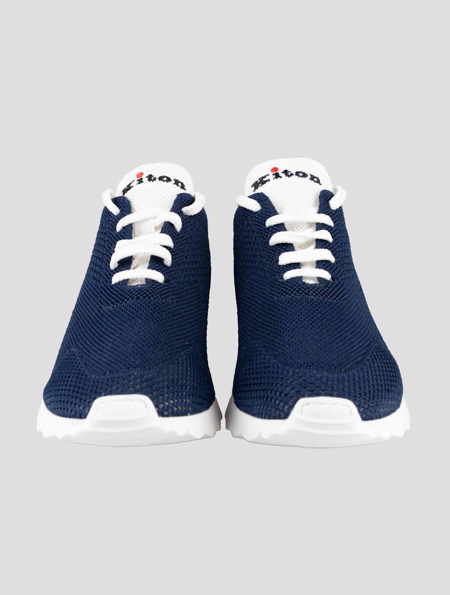 Kiton Blue Cotton Ea Sneakers