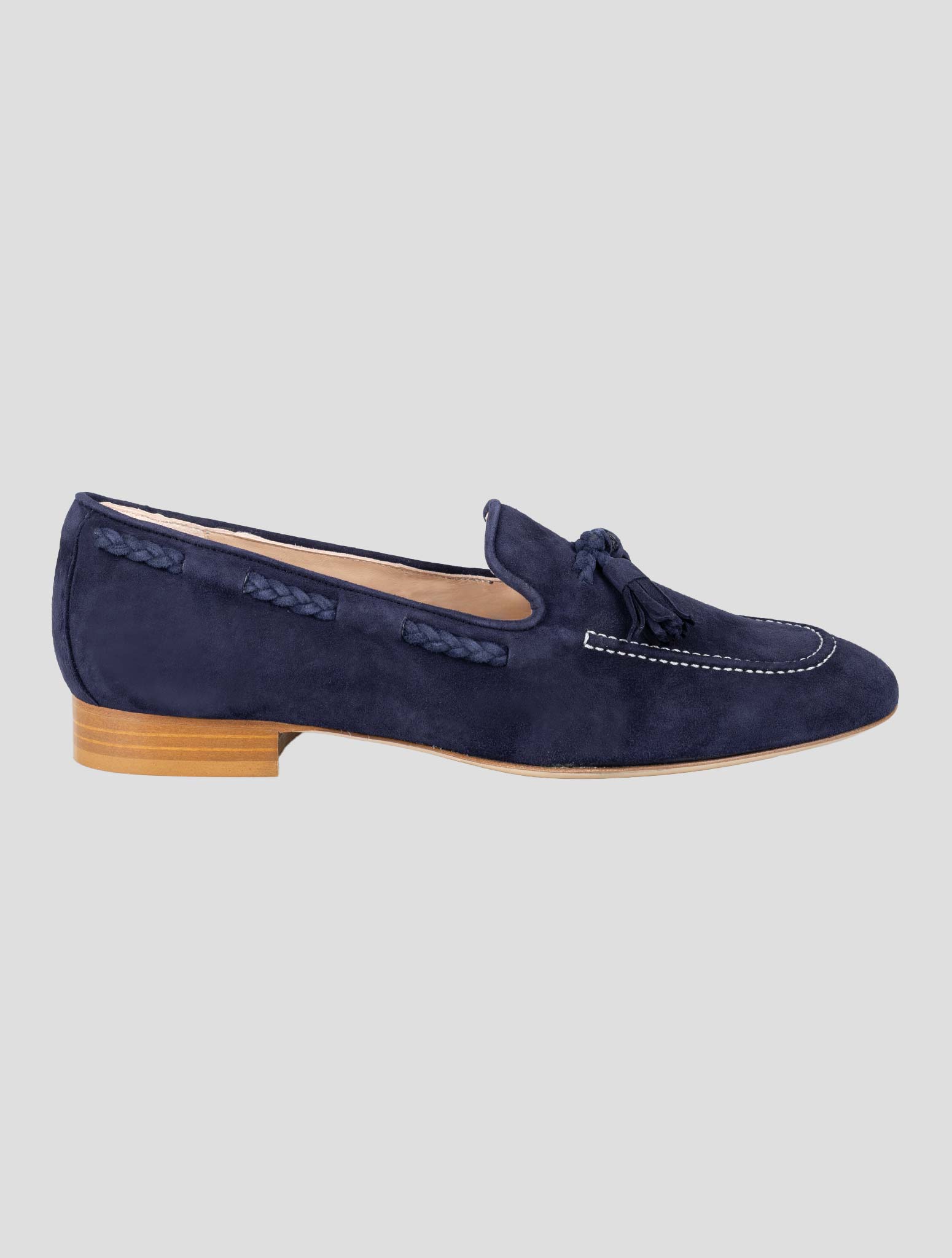 Kiton Blue Leather Goat Loafers