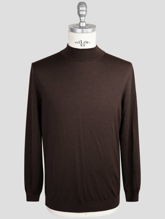 Kiton Brown Cashmere Silk Sweater Half neck