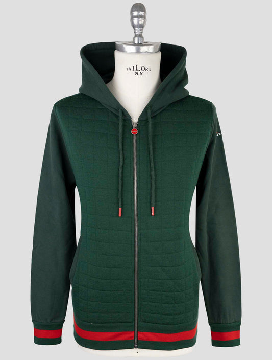 Kiton Green Wool Nylon Ea Sweater Full Zip