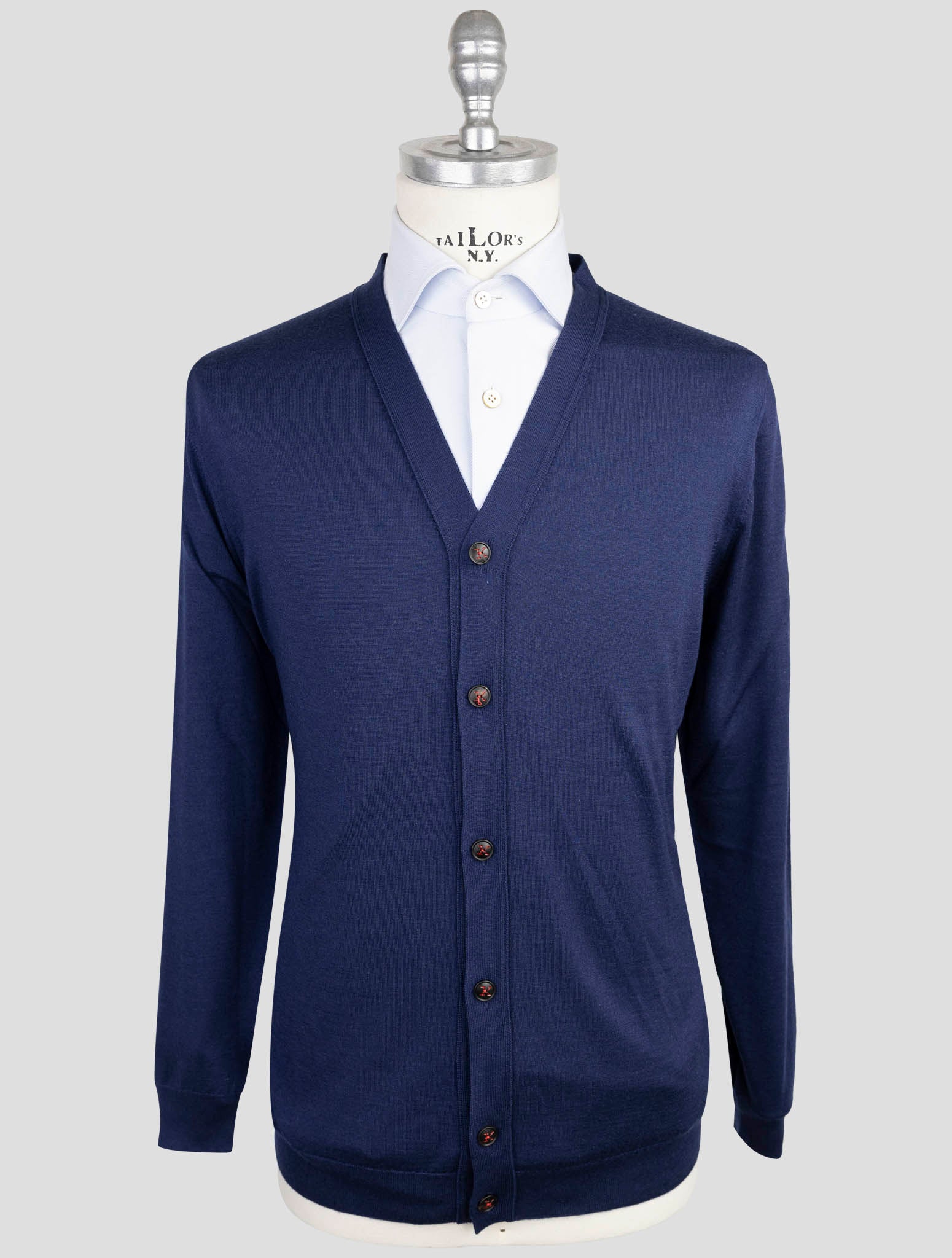 Kiton Blue Cashmere Silk Sweater Cardigan