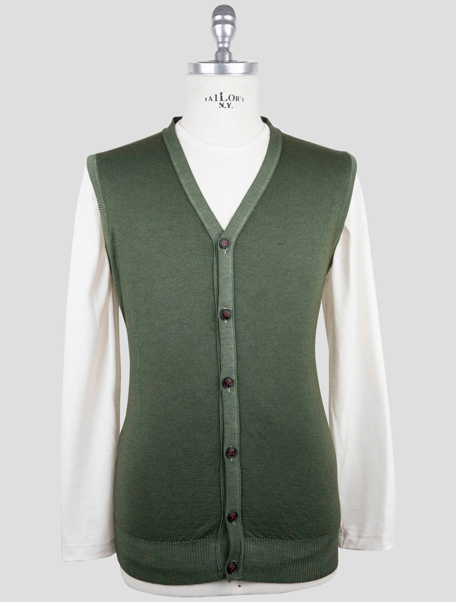 Kiton Green Cashmere Sweater Gilet