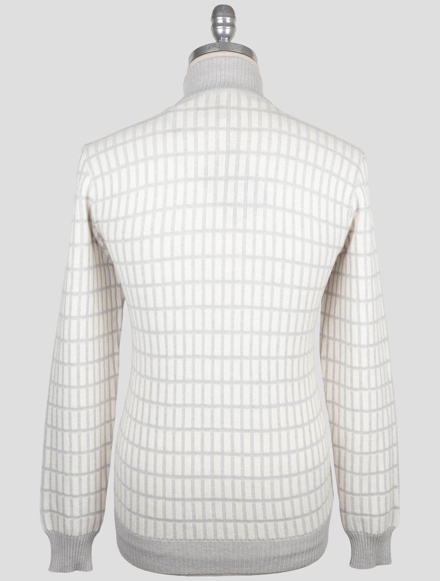 Kiton Gray White Cashmere Sweater Full Zip