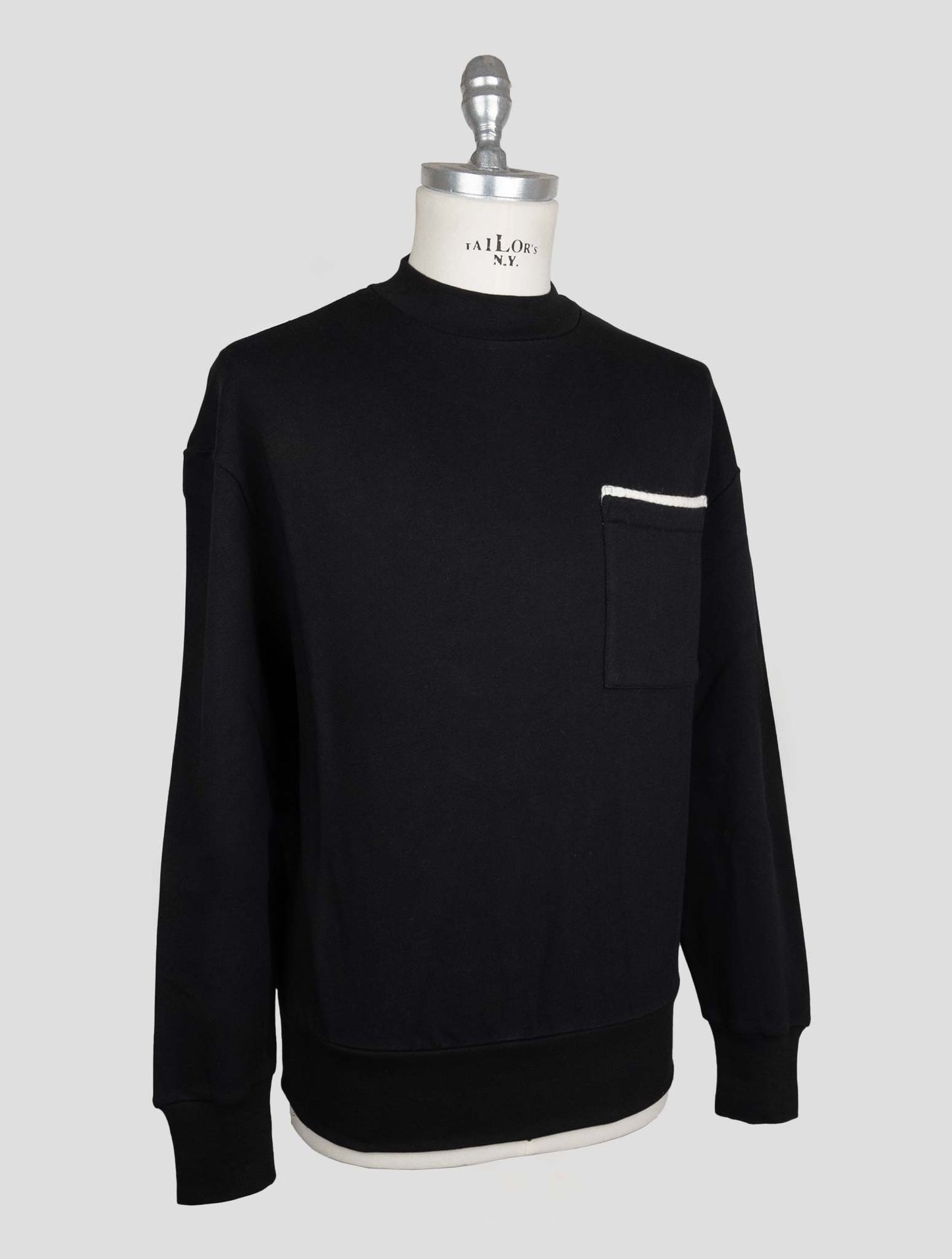 Kiton Knt Black Cotton Sweater Crewneck