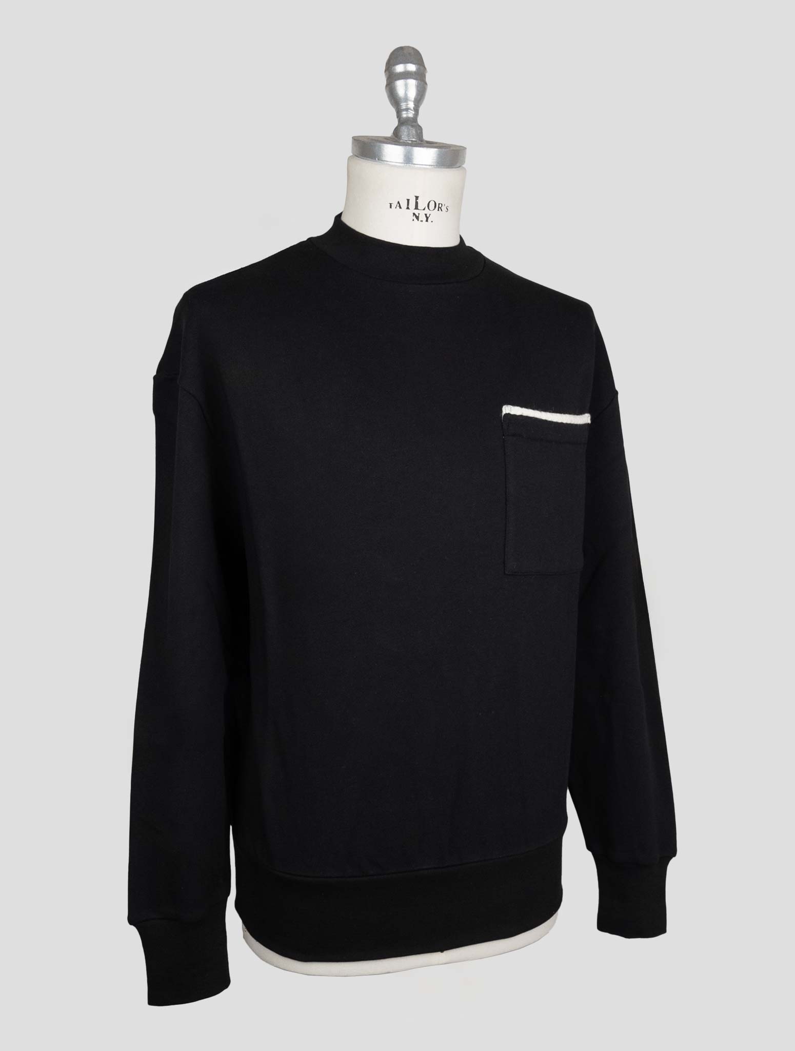 Kiton Knt Black Cotton Sweater Crewneck