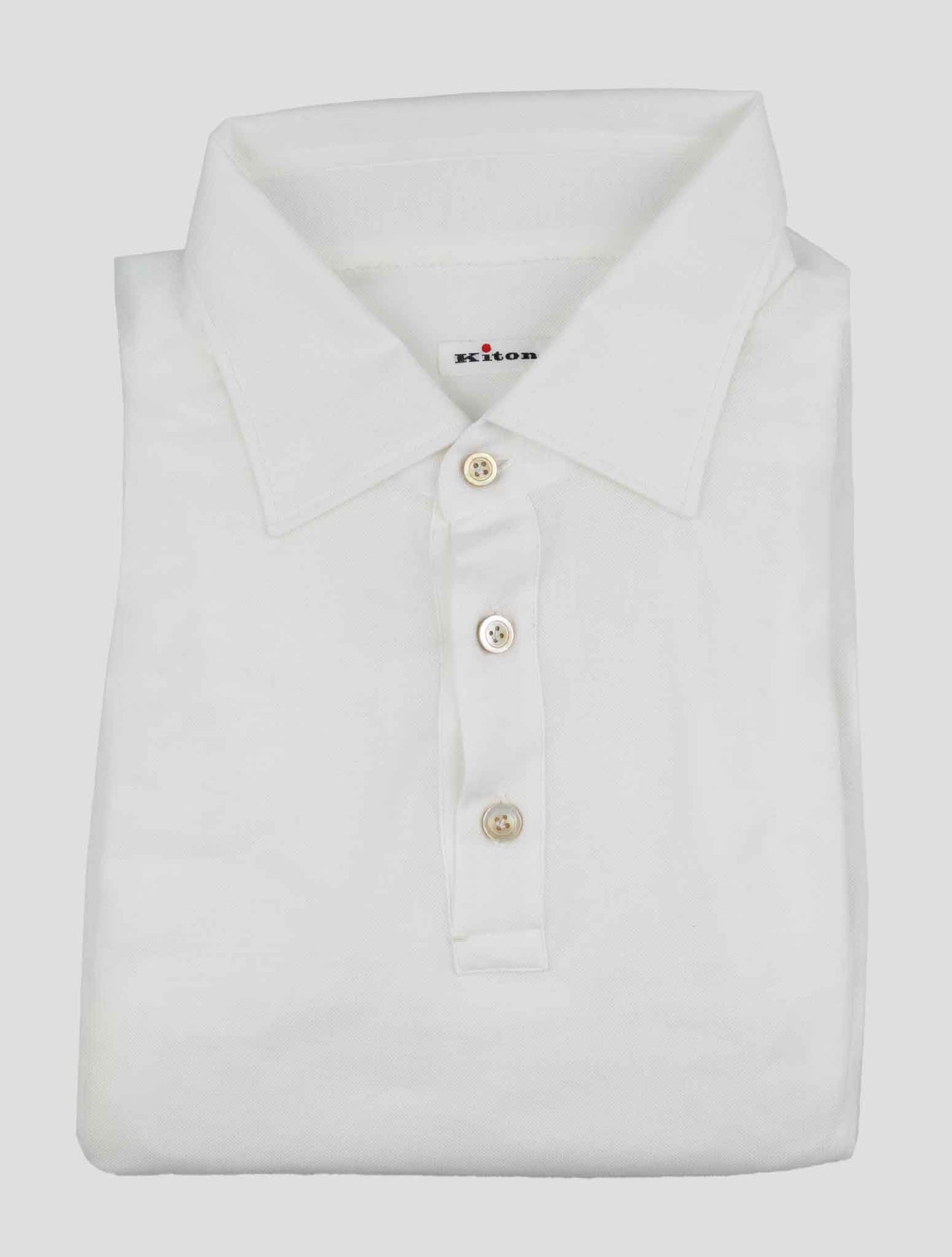 Kiton White Cotton Polo