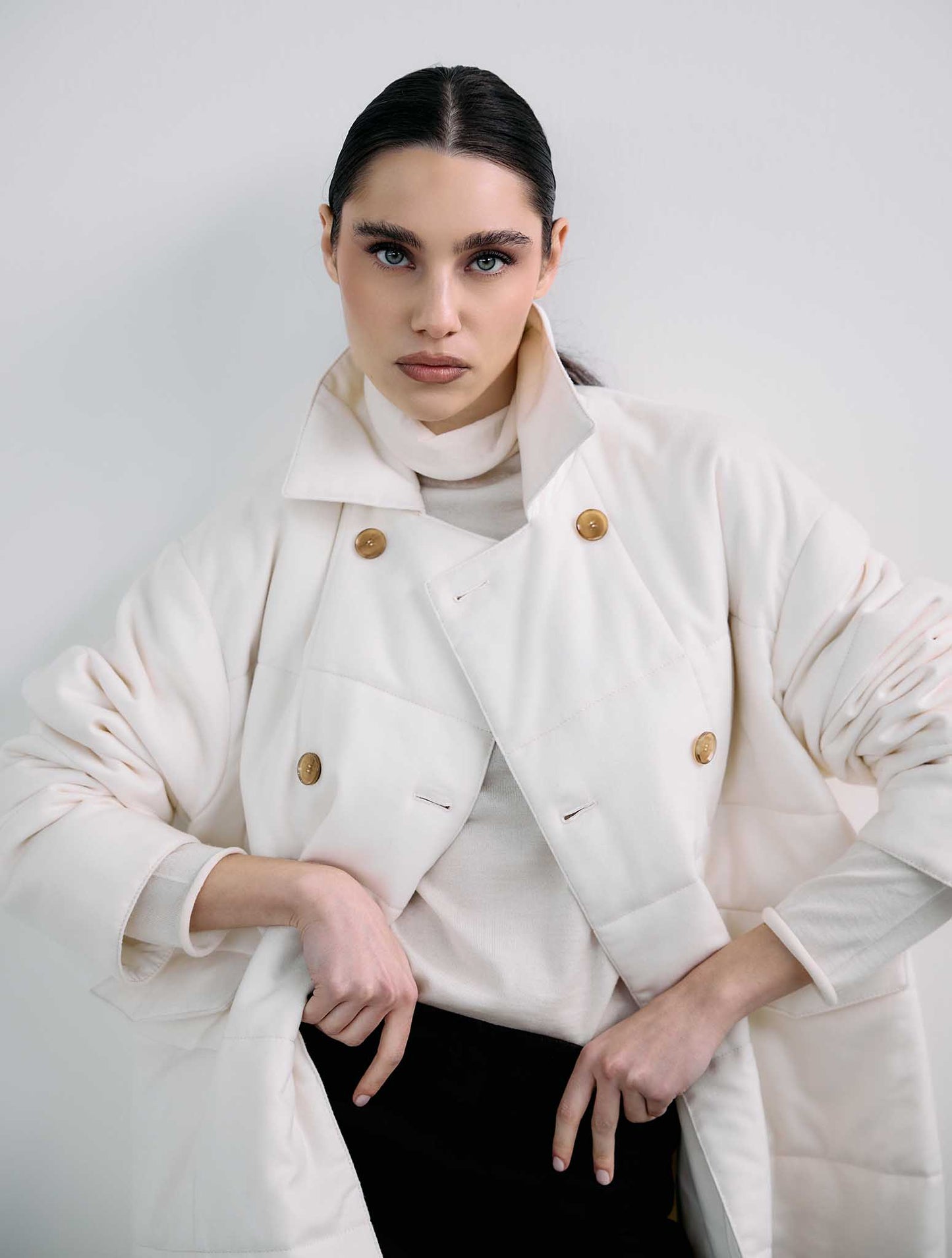 Kiton White Cashmere Coat