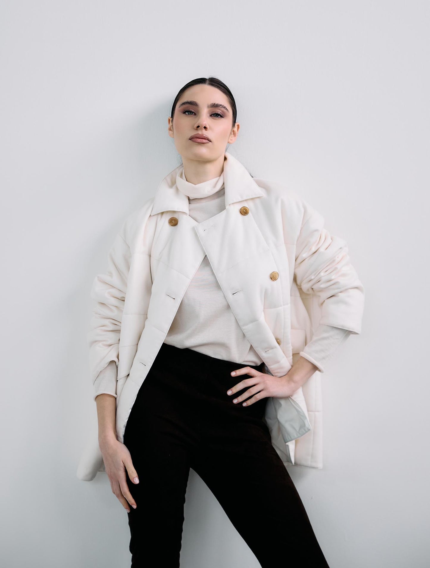 Kiton White Cashmere Coat