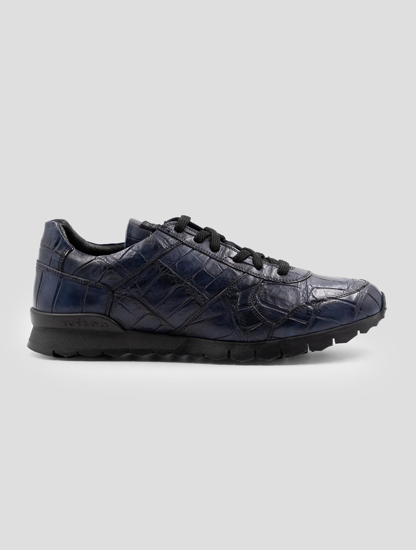 Kiton Blue Leather Crocodile Sneakers