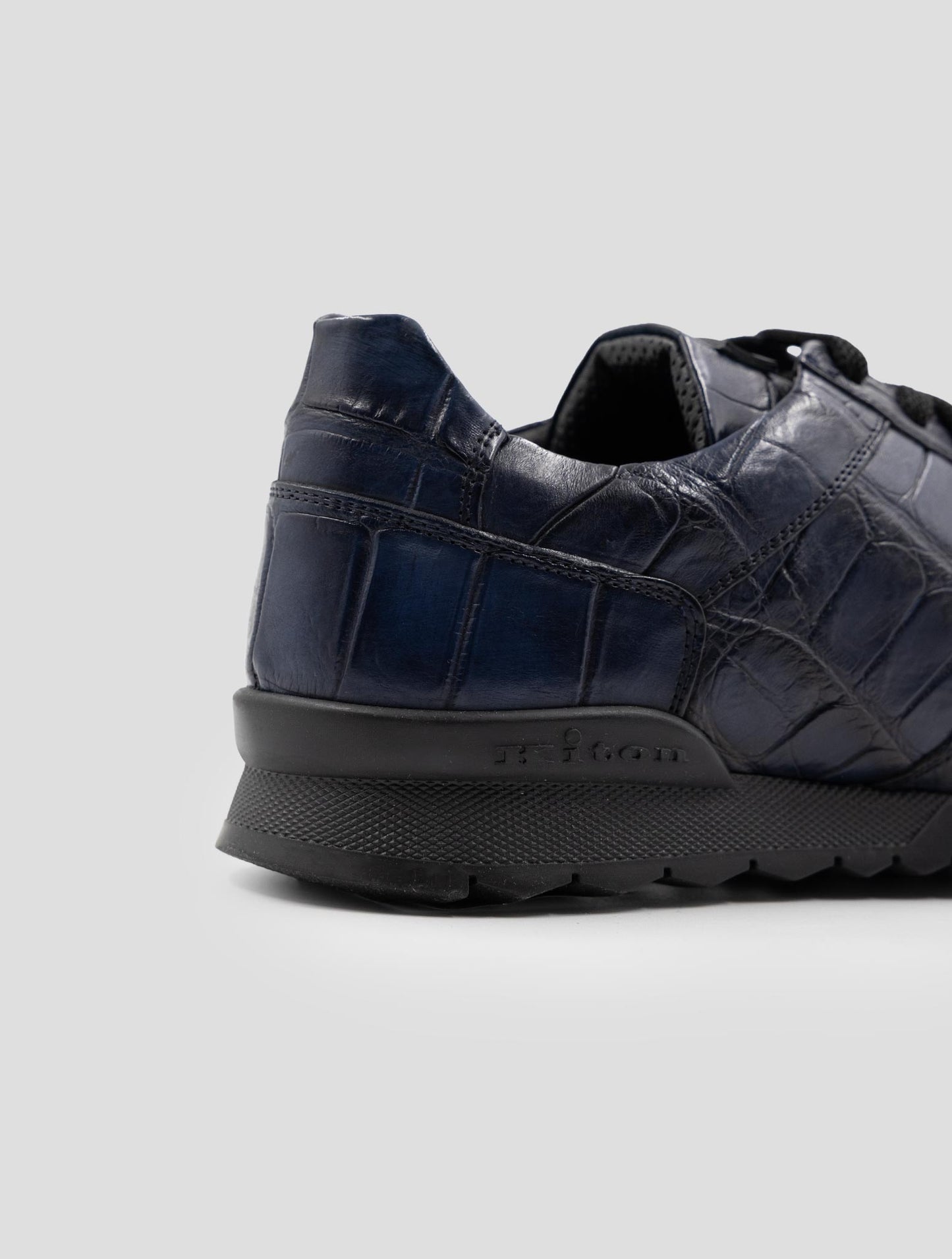Kiton Blue Leather Crocodile Sneakers