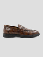 Kiton Brown Leather Crocodile Loafers