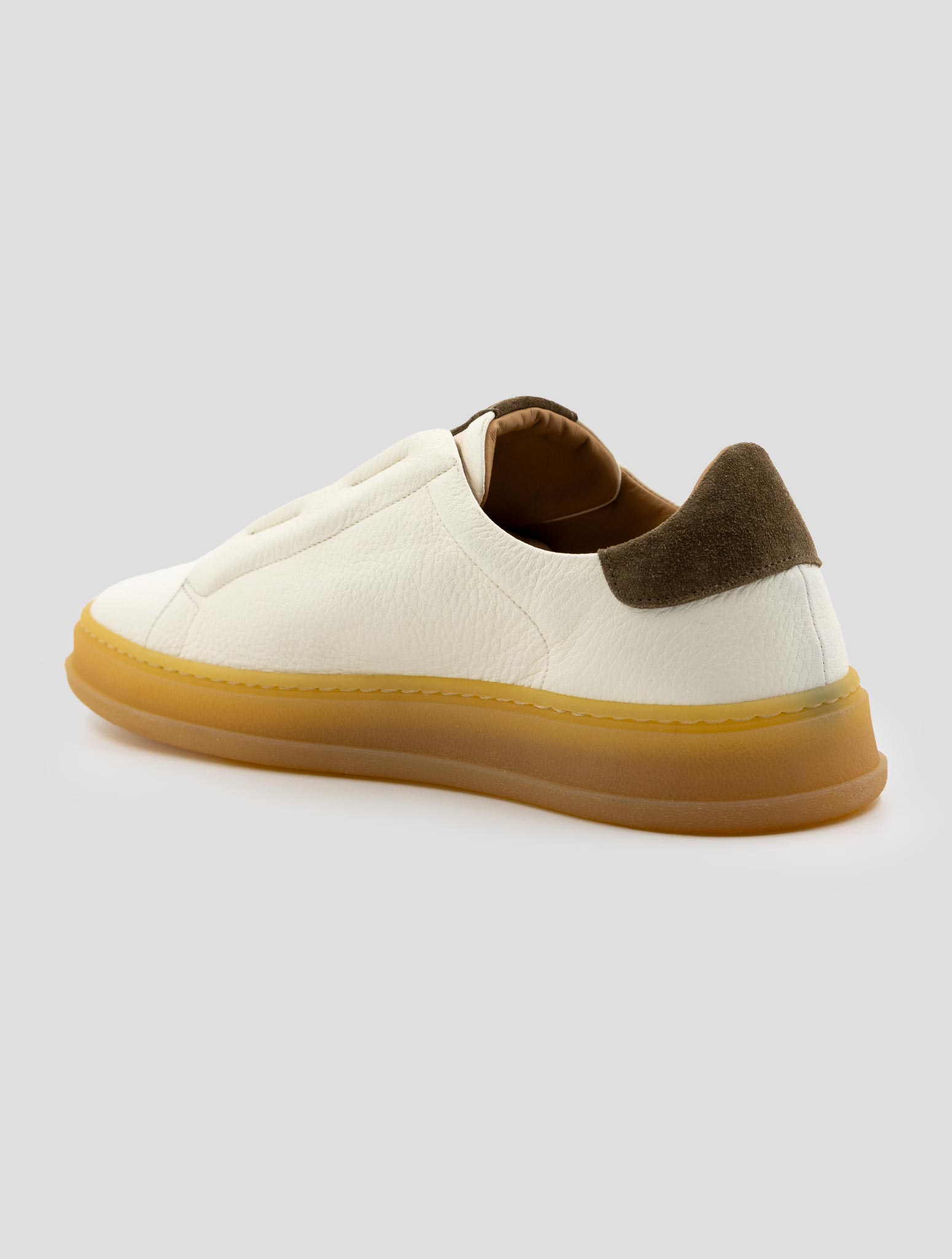 Kiton White Leather Deer Sneakers