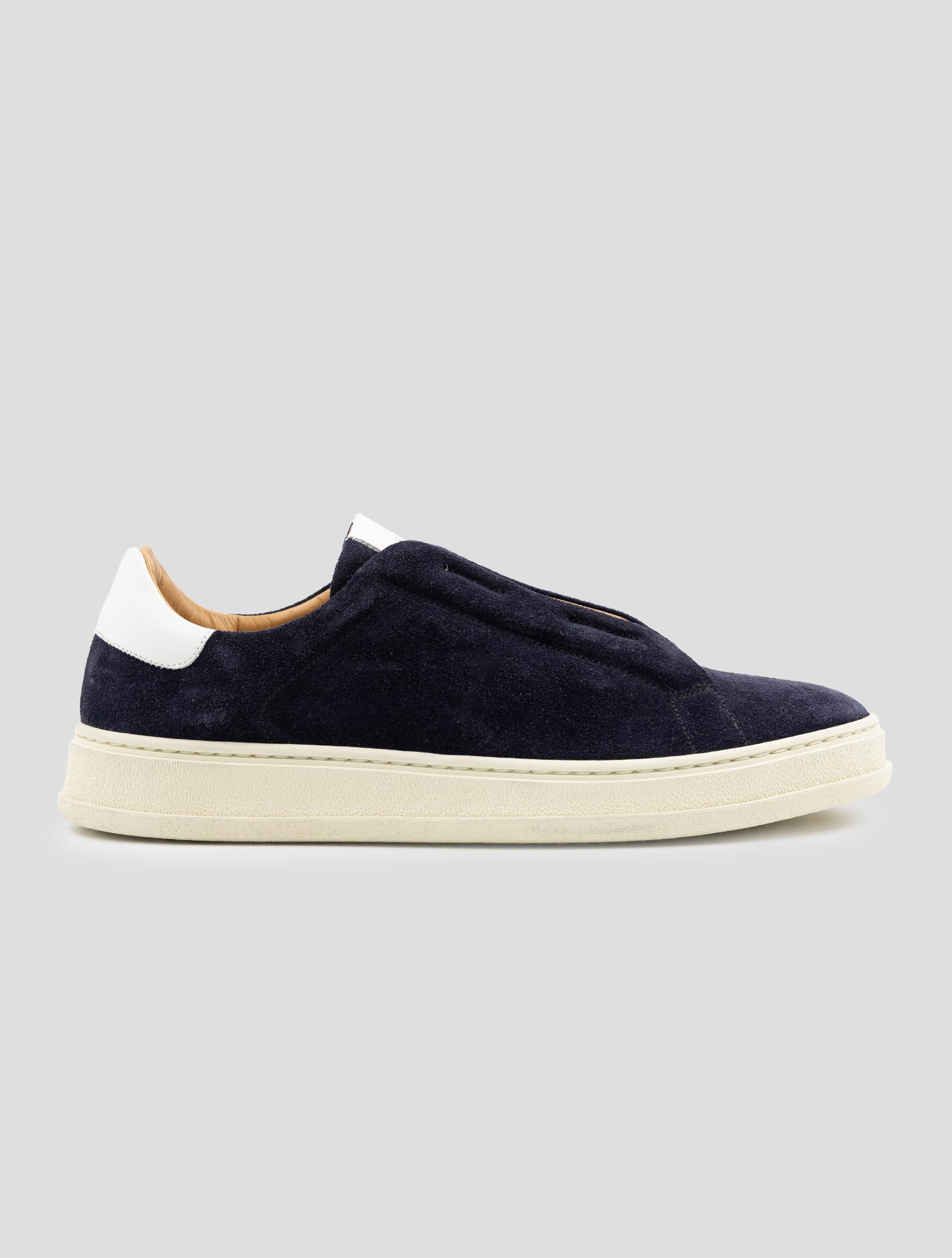 Kiton Blue White Leather Suede Sneakers