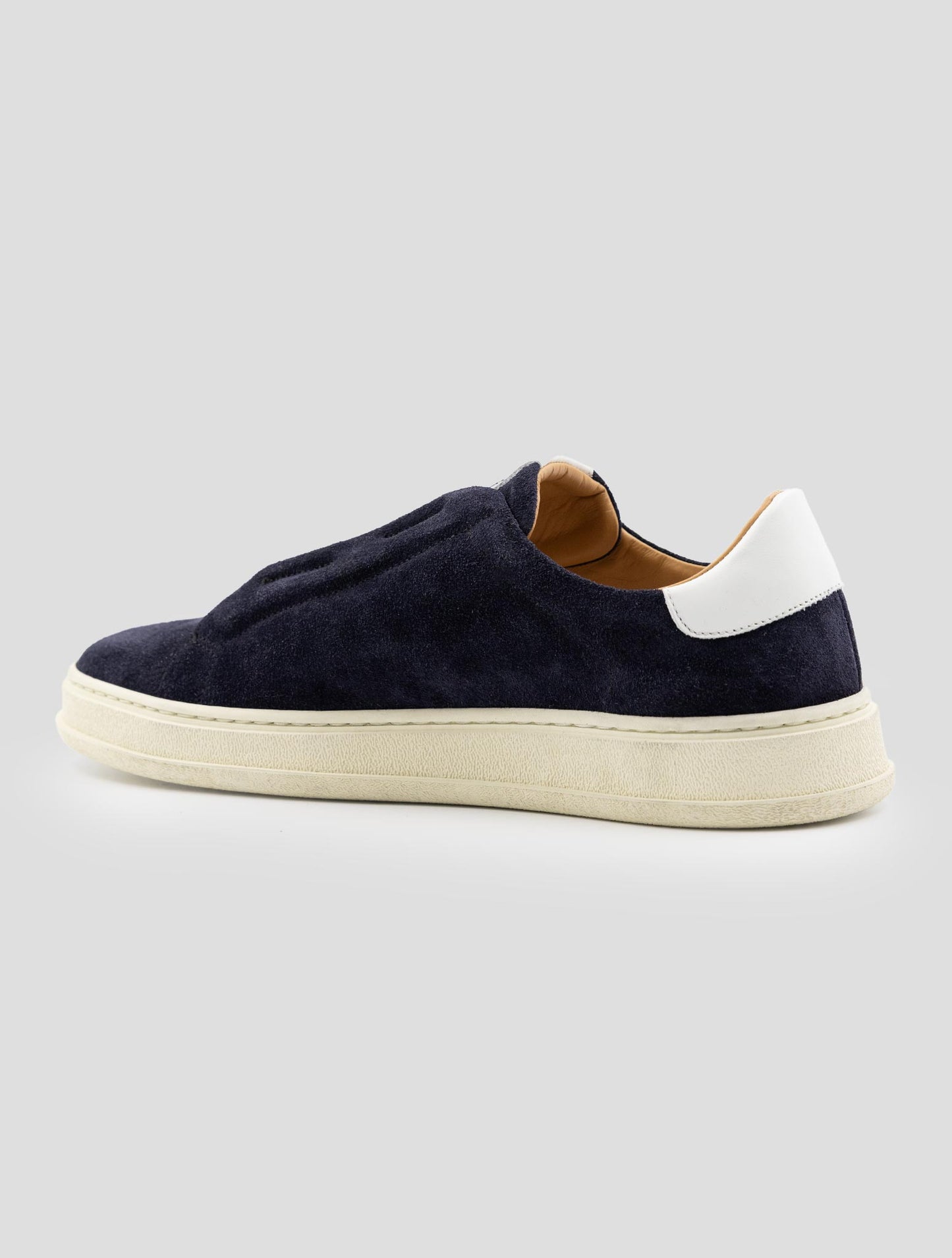 Kiton Blue White Leather Suede Sneakers
