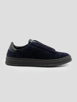 Kiton Dark Blue Leather Suede Sneakers