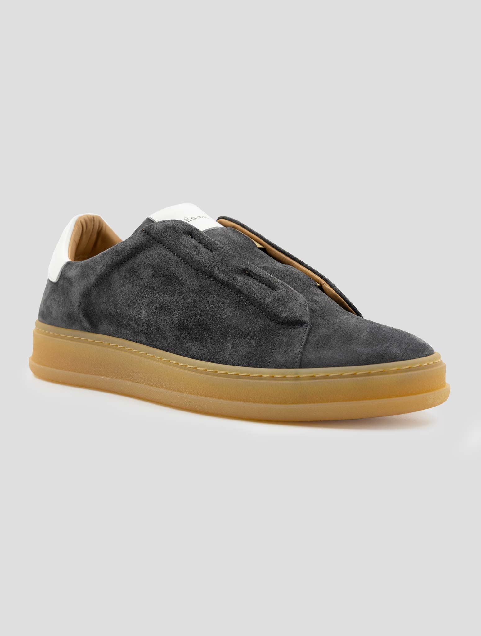 Kiton Dark Gray Leather Suede Sneakers