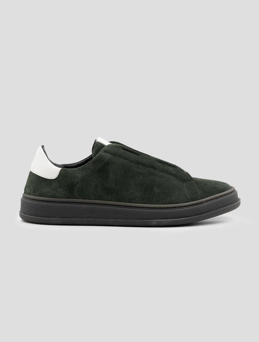 Kiton Green Leather Suede Sneakers