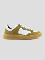 Kiton Brown White Leather Suede Leather Sneakers
