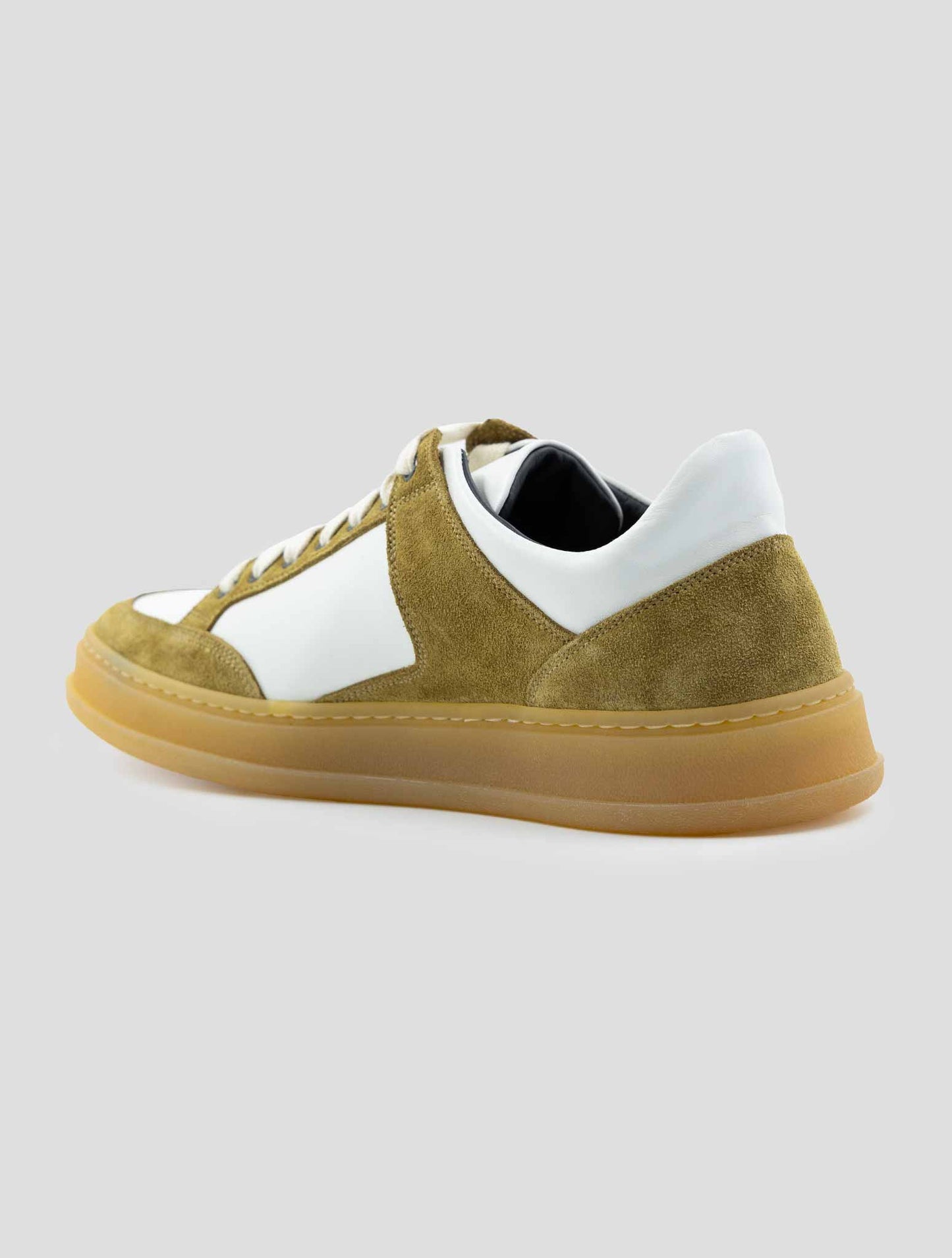 Kiton Brown White Leather Suede Leather Sneakers